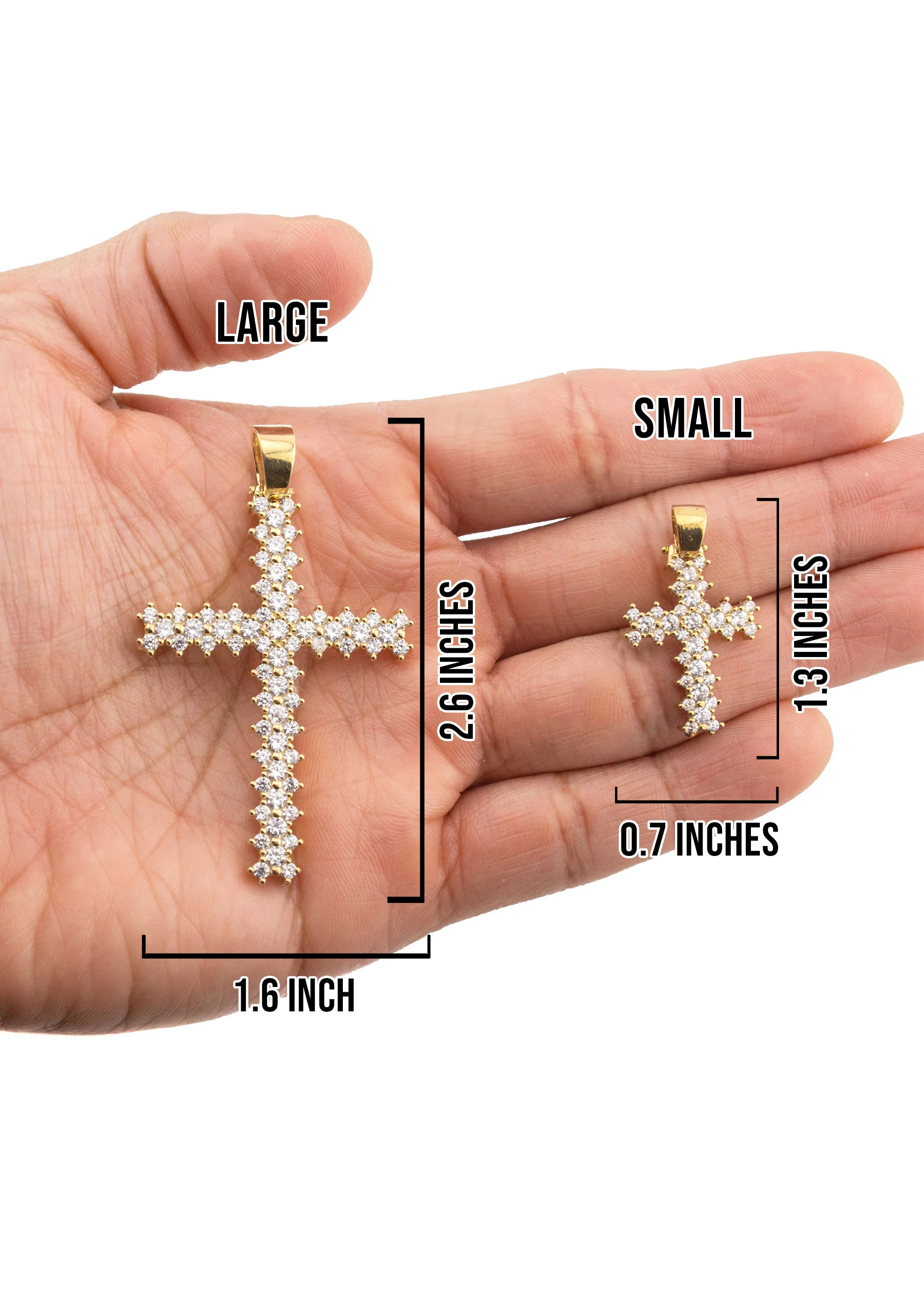 10K Yellow Gold Cross Necklace | Small 10 Grams - Large 28 Grams - Image 5