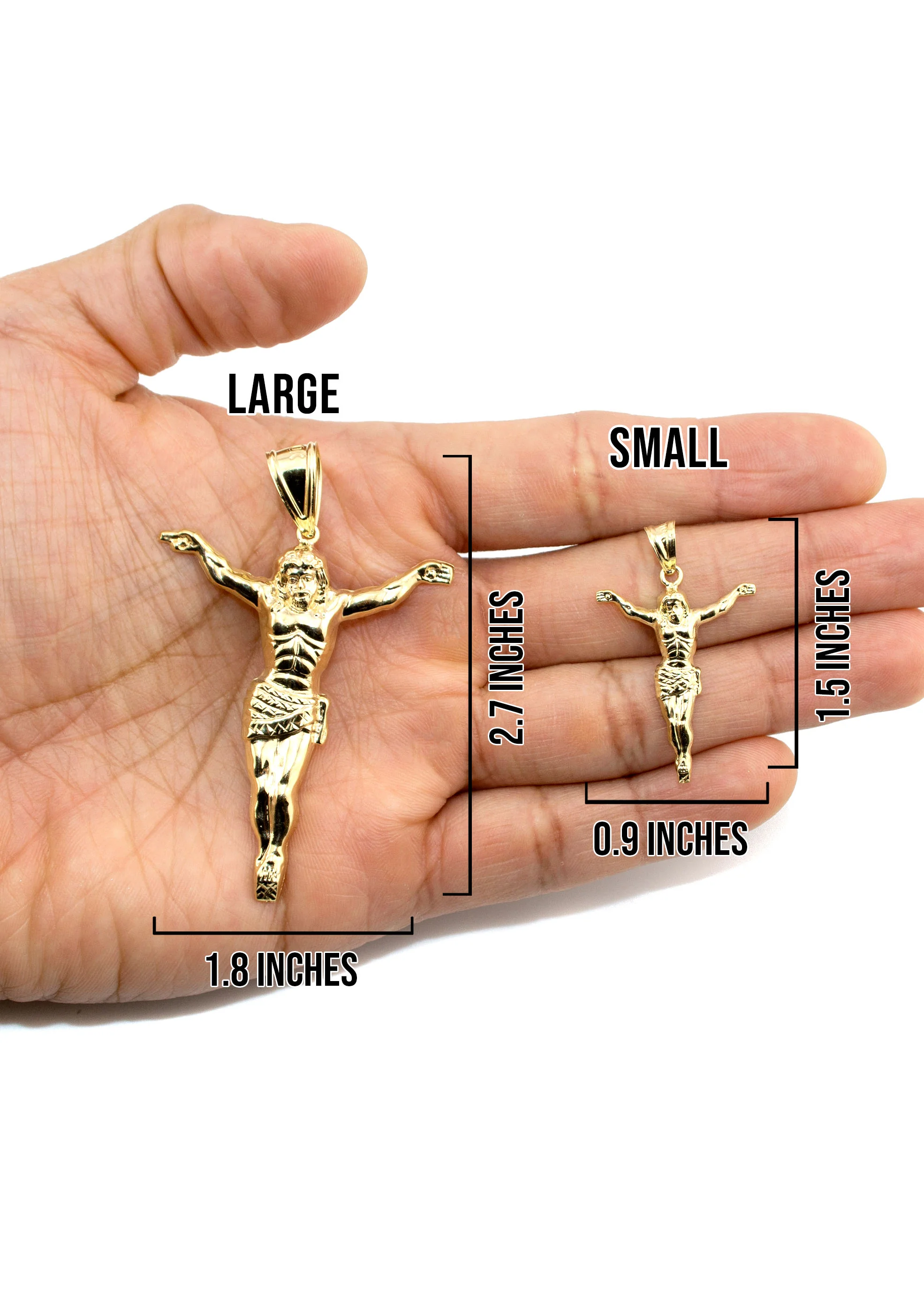 10K Yellow Gold Cross Necklace | Small 5 Grams - Large 12 Grams - Image 5