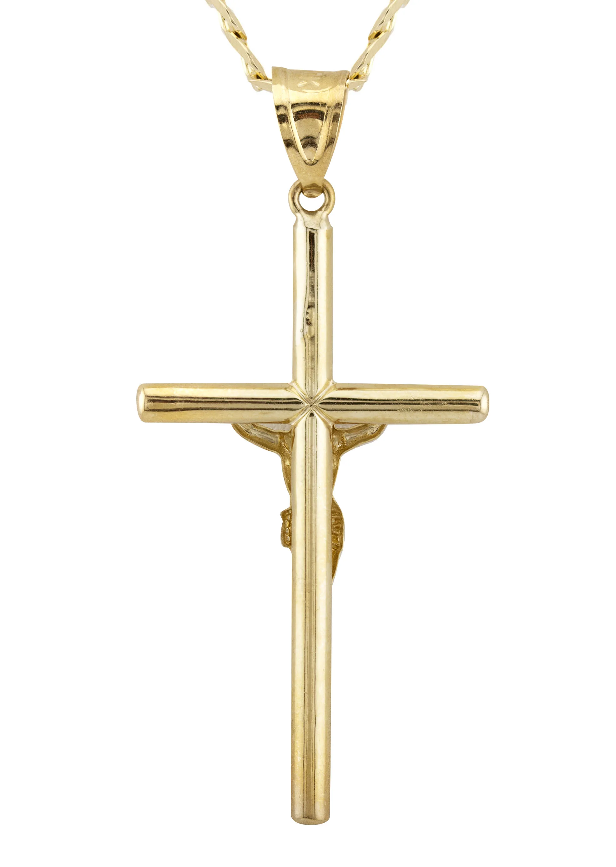 10K Yellow Gold Cross Necklace | Small 4 Grams - Large 8 Grams - Image 3