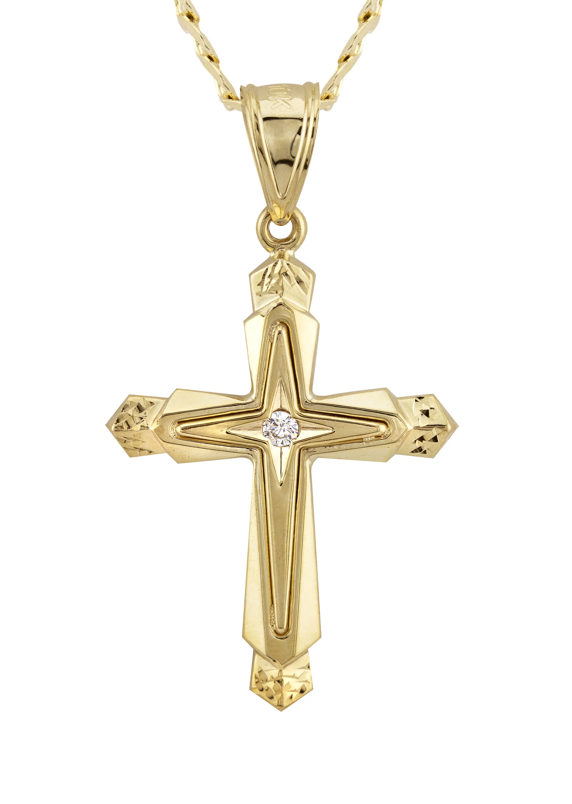 10K Yellow Gold Cross Necklace | Small 5 Grams - Large 11 Grams - Image 2