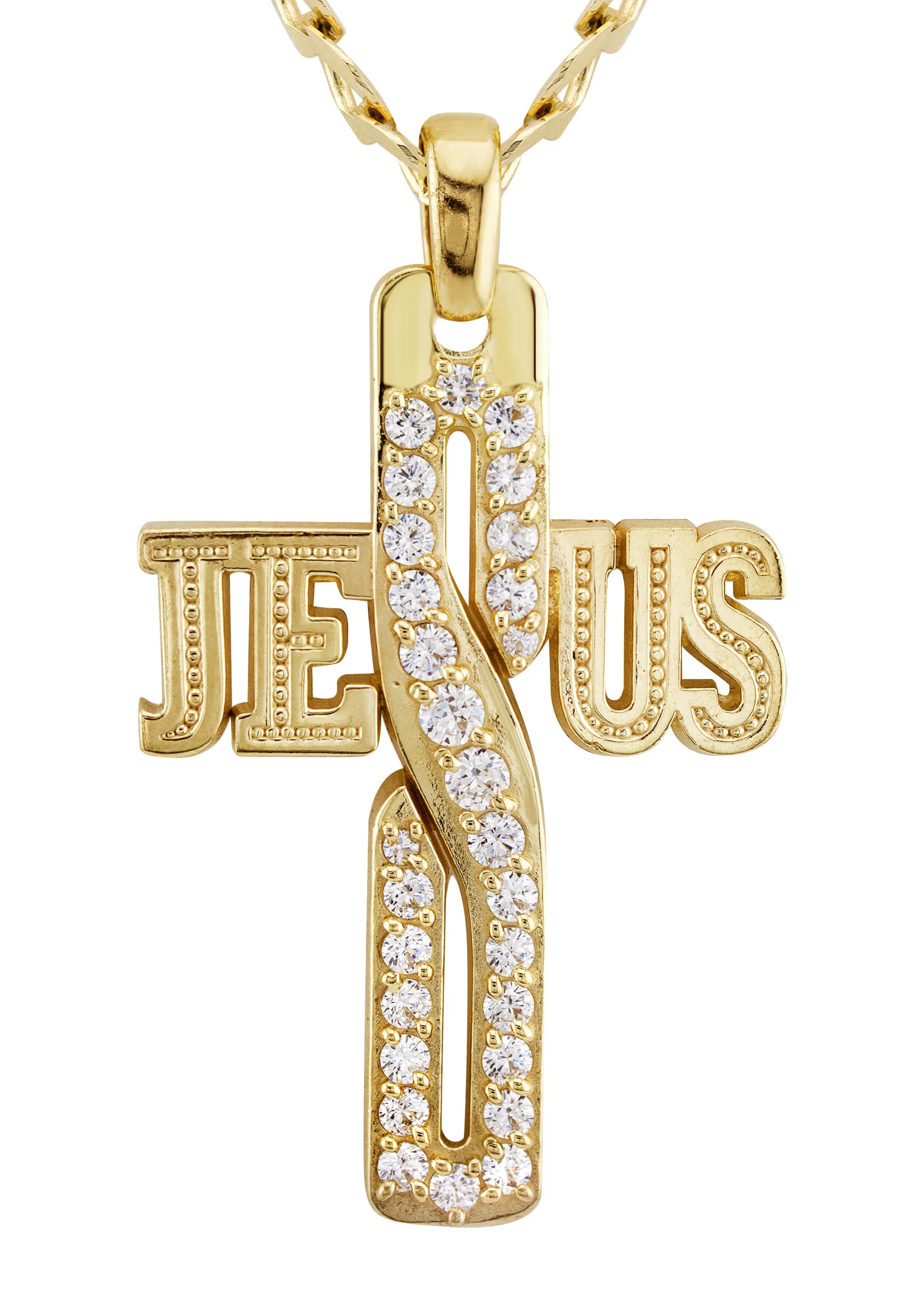 10K Yellow Gold Cross Necklace | Small 9 Grams - Large 16 Grams - Image 2