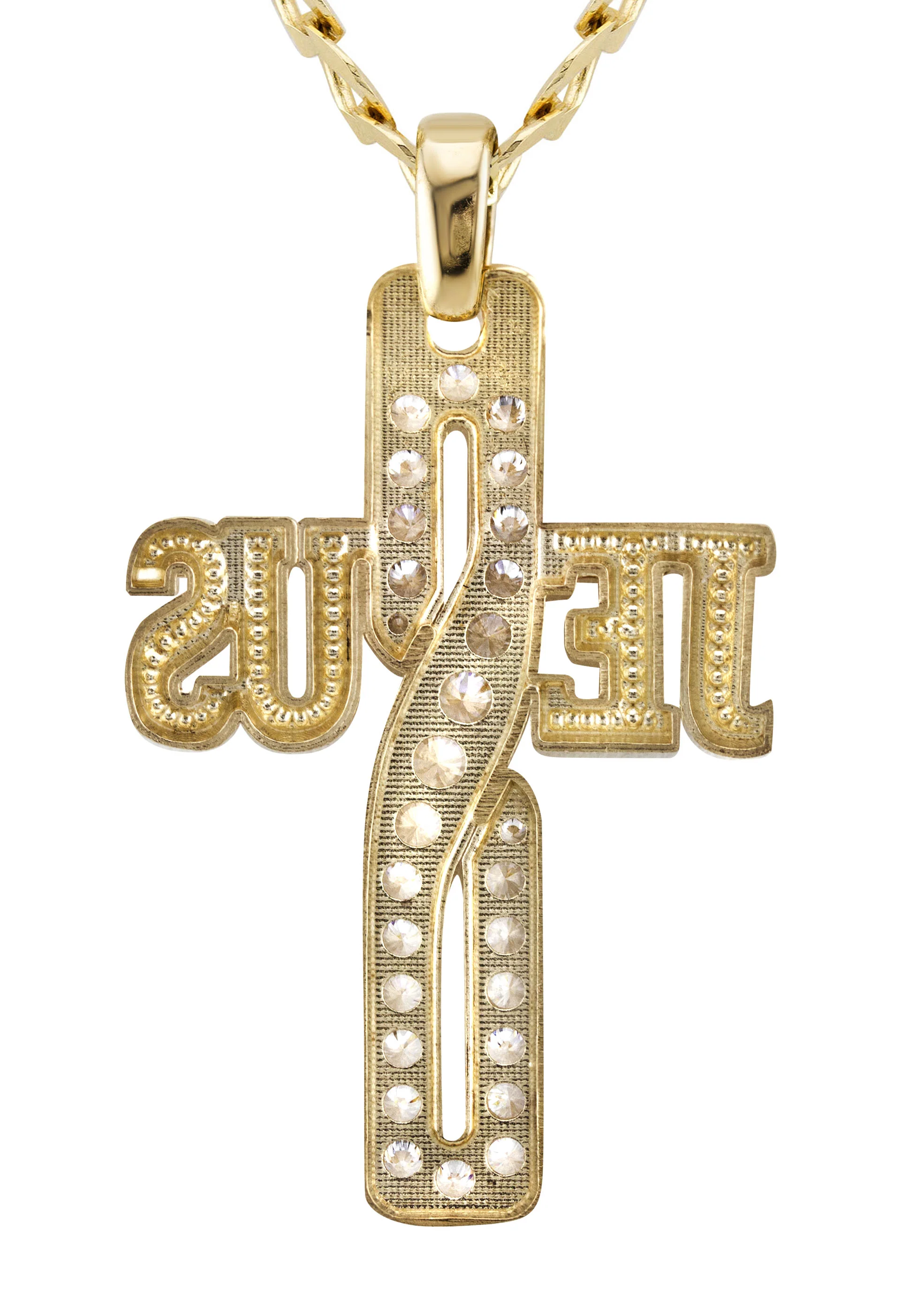 10K Yellow Gold Cross Necklace | Small 9 Grams - Large 16 Grams - Image 3