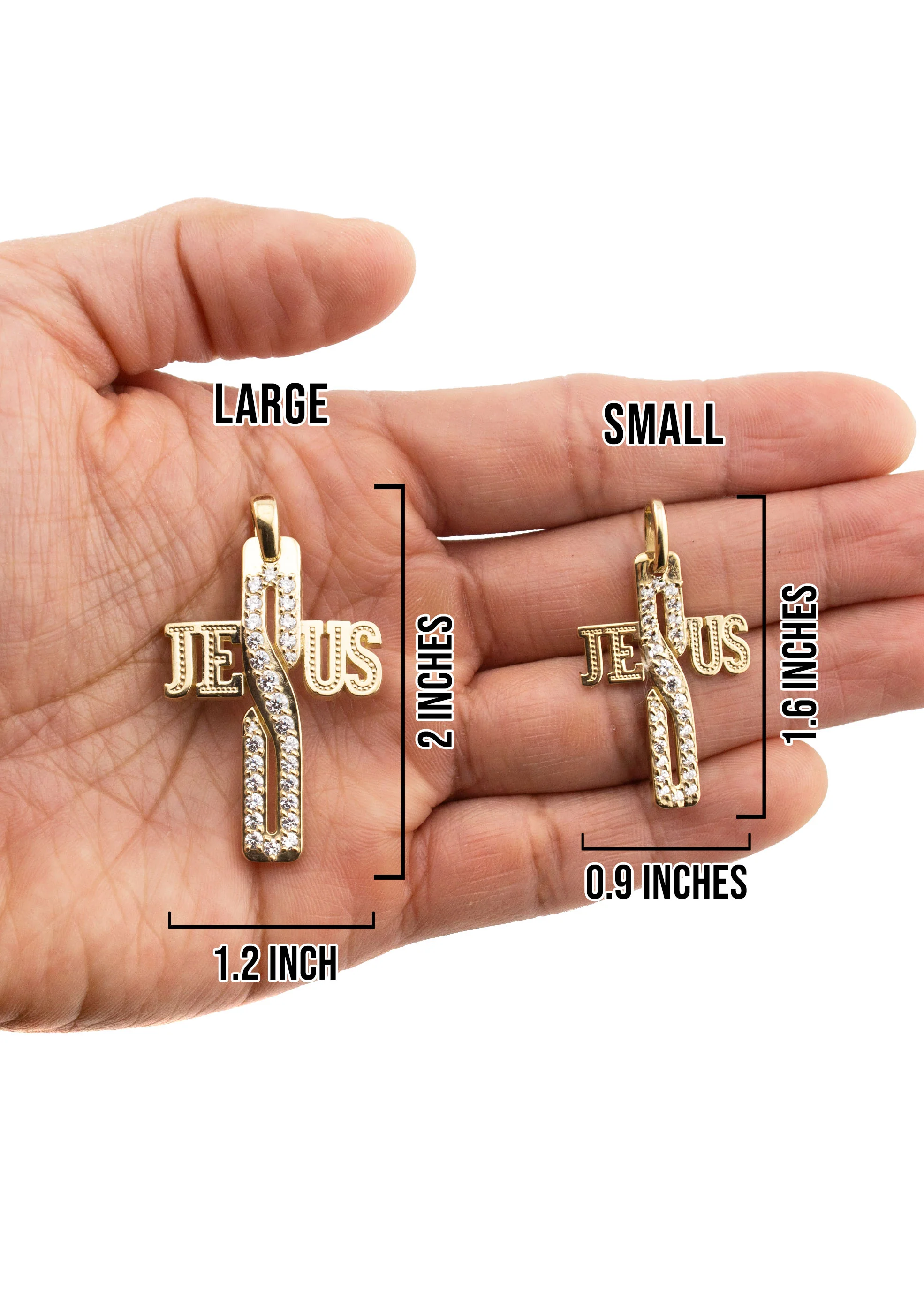 10K Yellow Gold Cross Necklace | Small 9 Grams - Large 16 Grams - Image 5