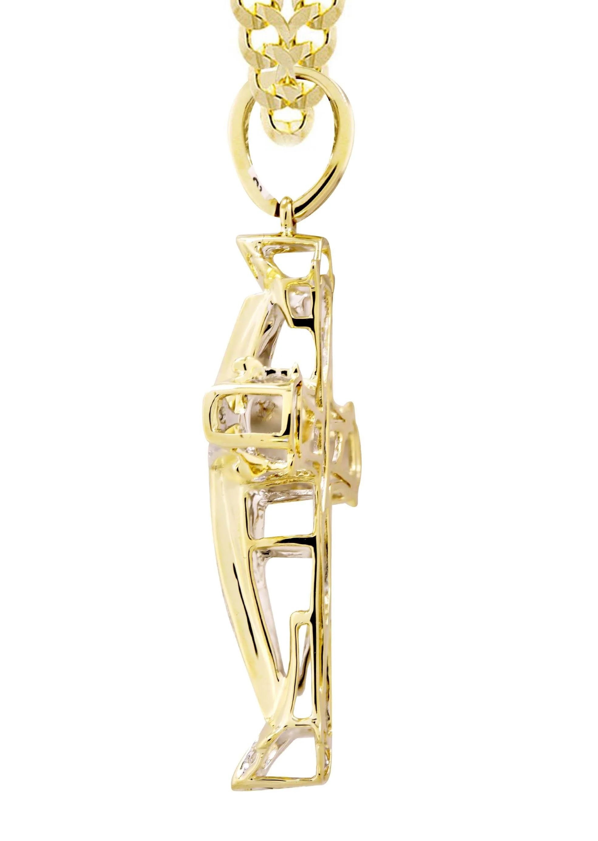 10K Yellow Gold Cross Diamond Necklace  | 0.21 Carats - Image 4