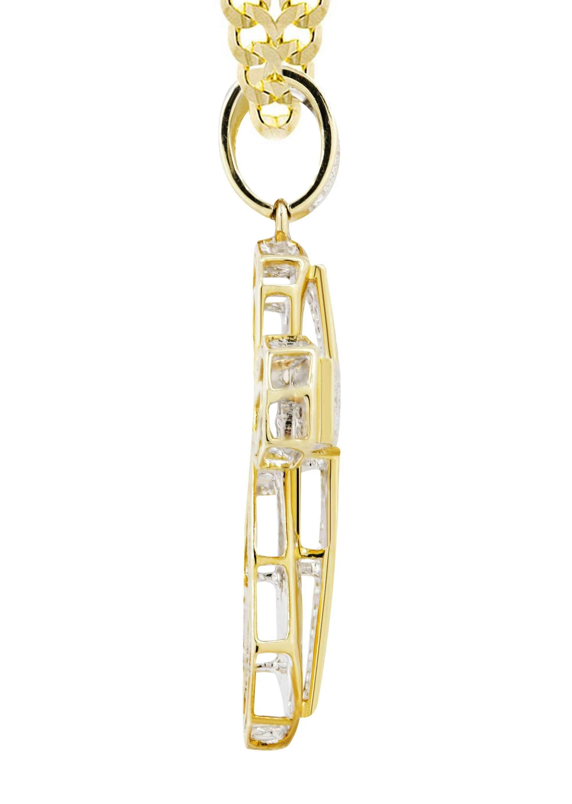 10K Yellow Gold Cross  Diamond Necklace  | 0.39 Carats - Image 4