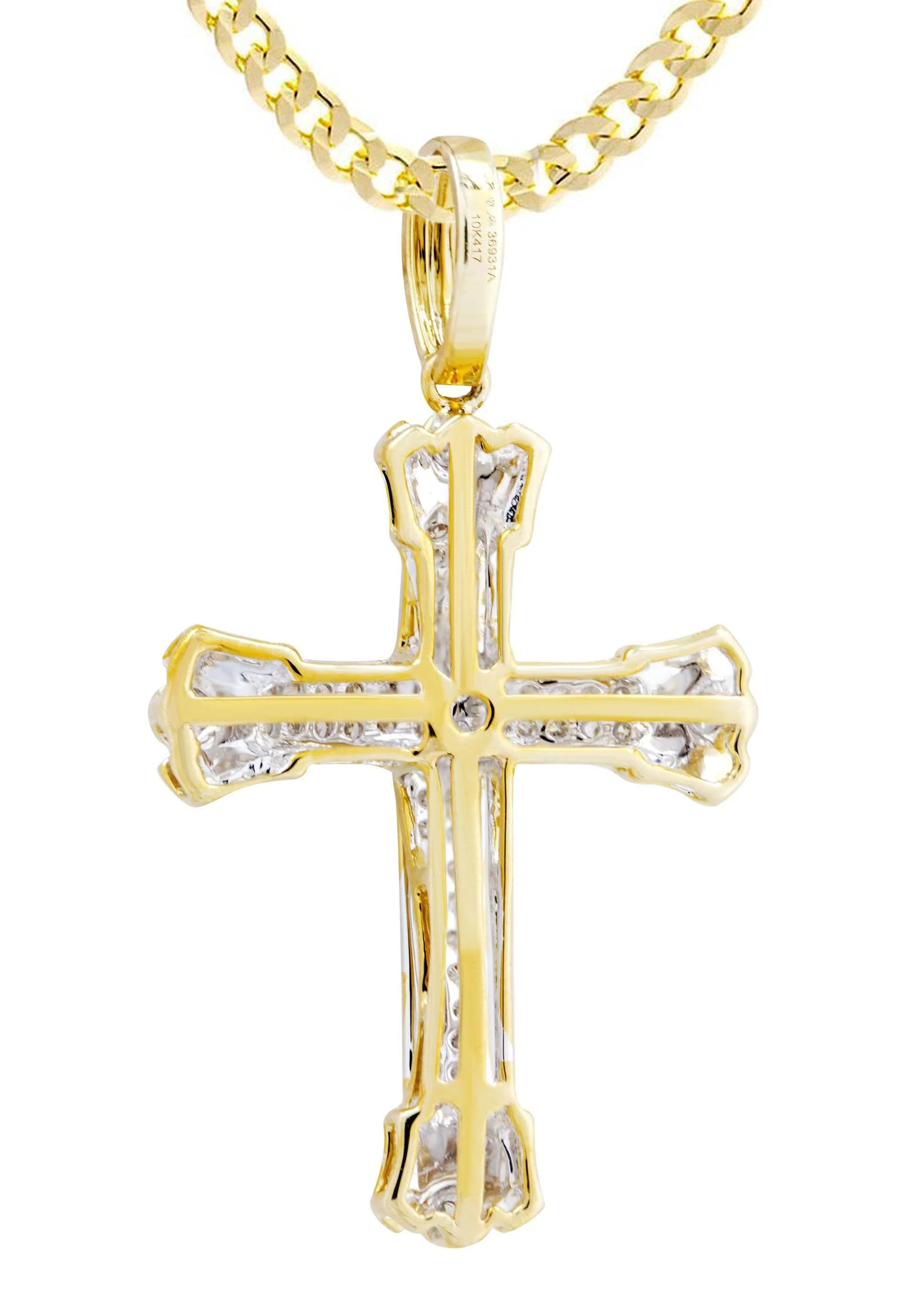 10K Yellow Gold Cross Diamond Necklace | 0.49 Carats - Image 3