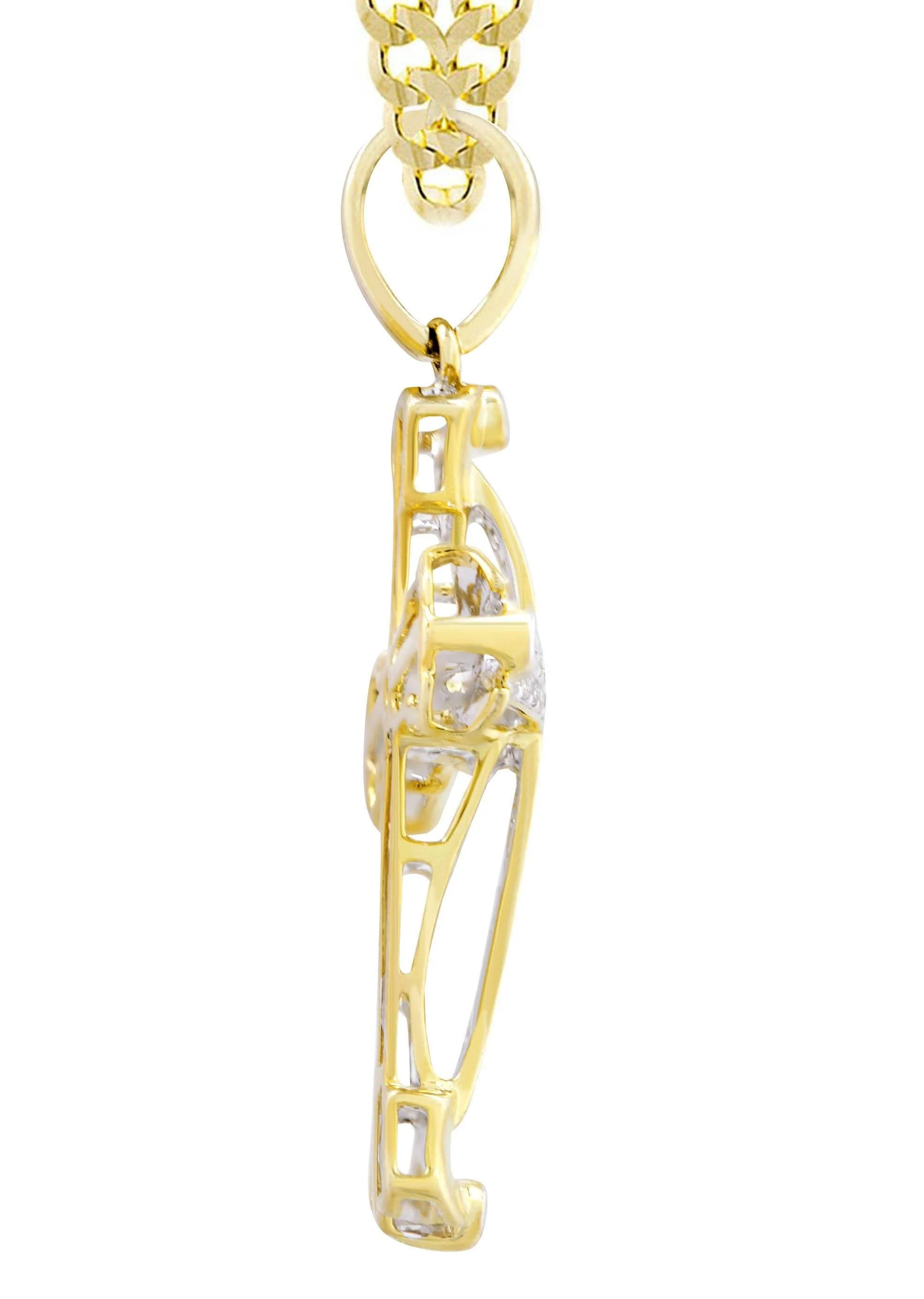 10K Yellow Gold Cross Diamond Necklace | 0.49 Carats - Image 4