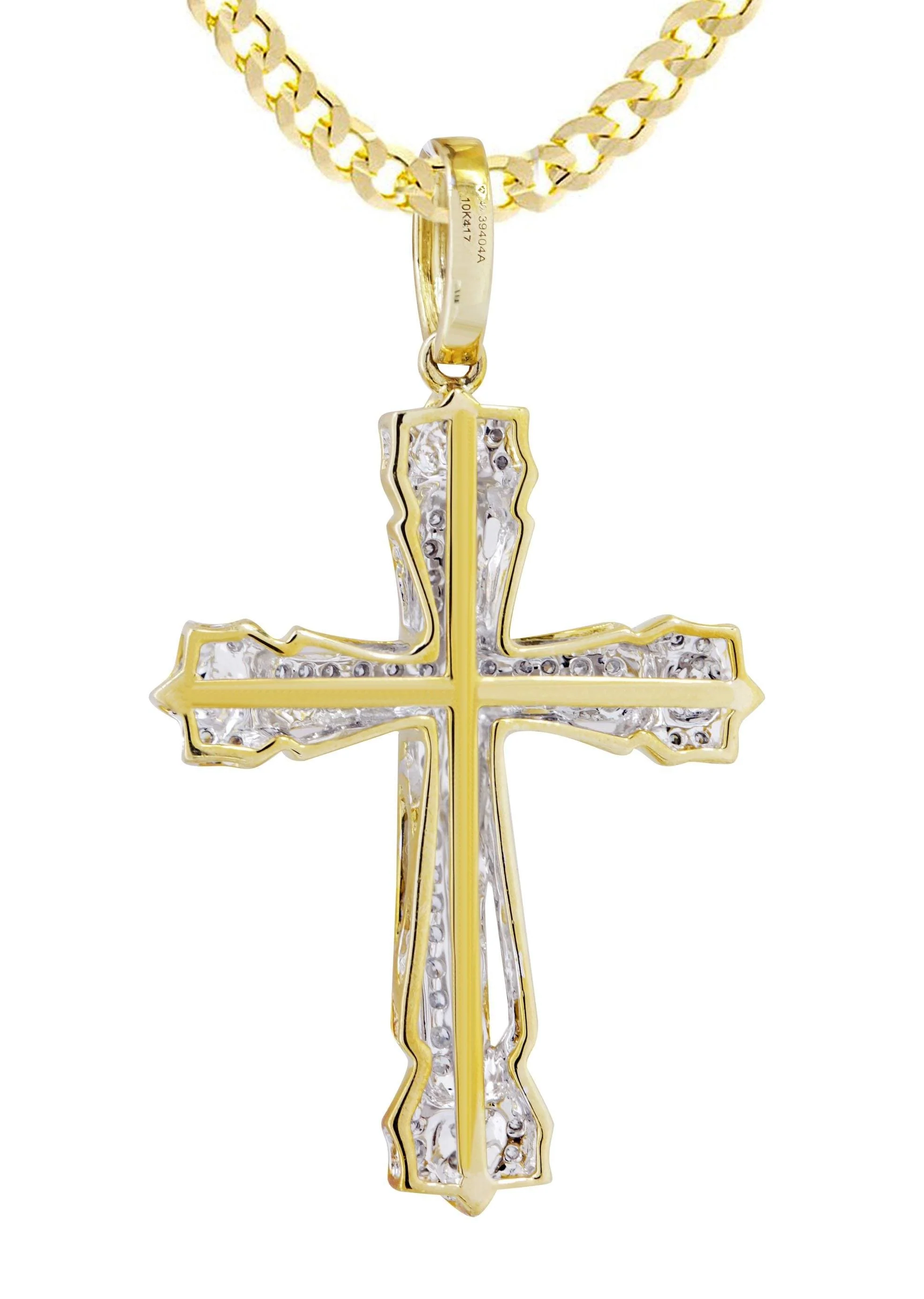 10K Yellow Gold Cross Diamond Necklace | 0.58 Carats - Image 3