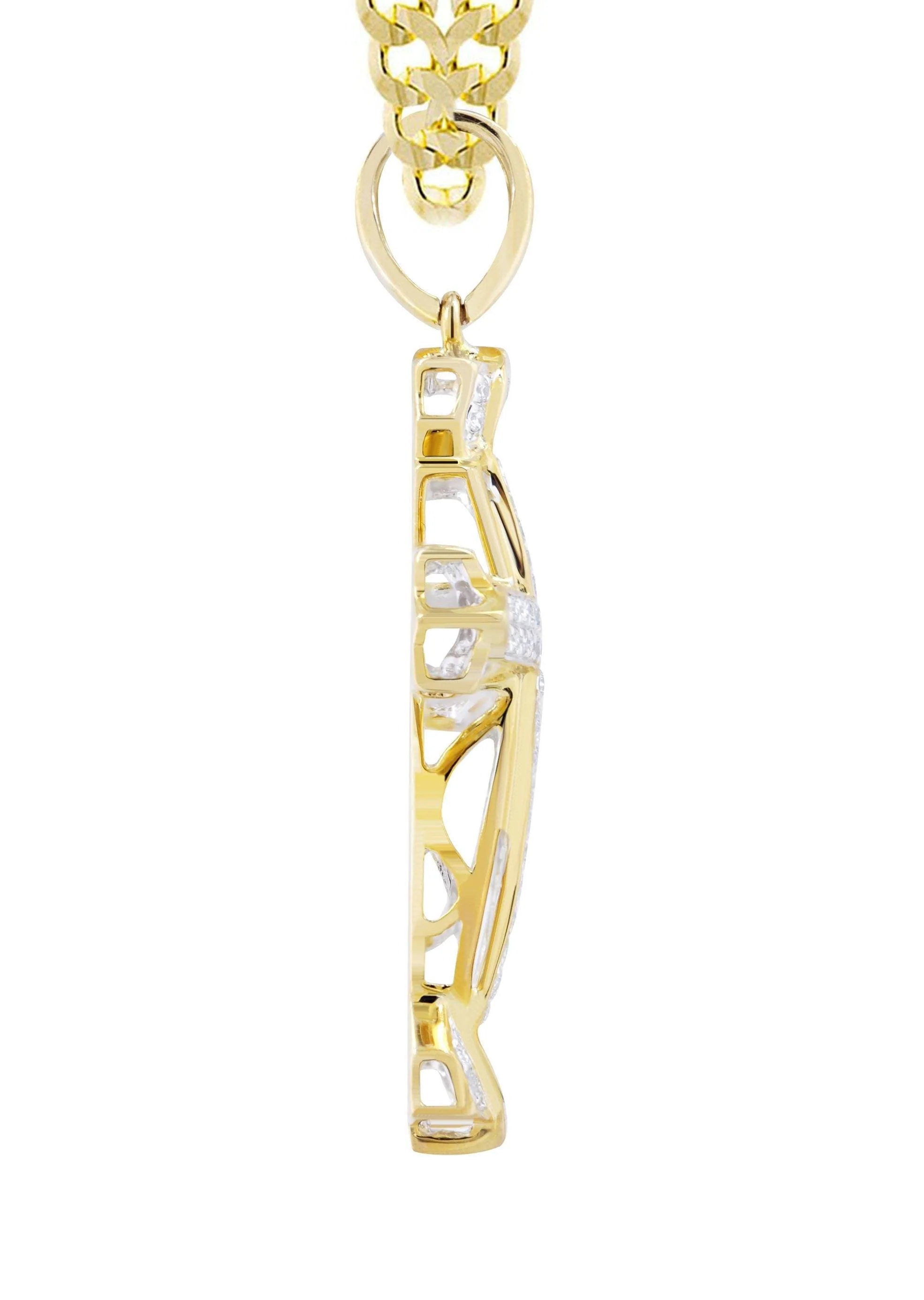10K Yellow Gold Cross Diamond Necklace | 0.58 Carats - Image 4