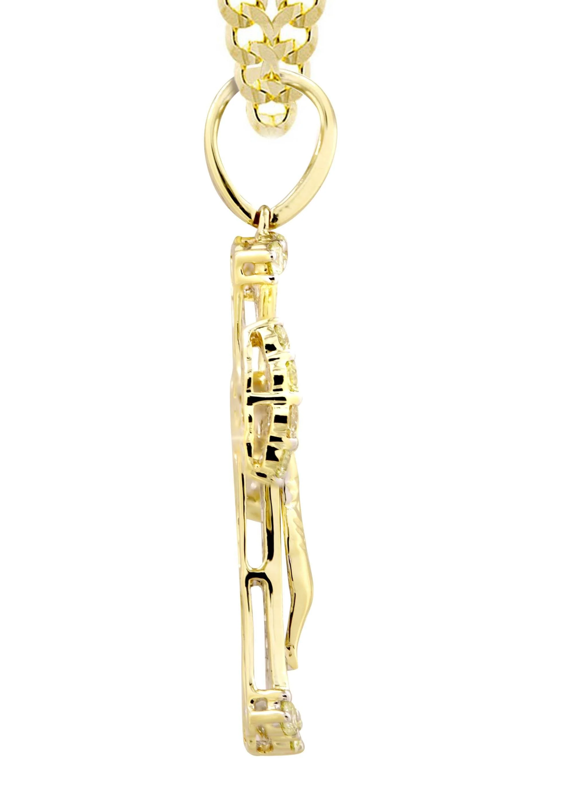 10K Yellow Gold Cross / Crucifix Diamond Necklace  | 1.05 Carats - Image 4