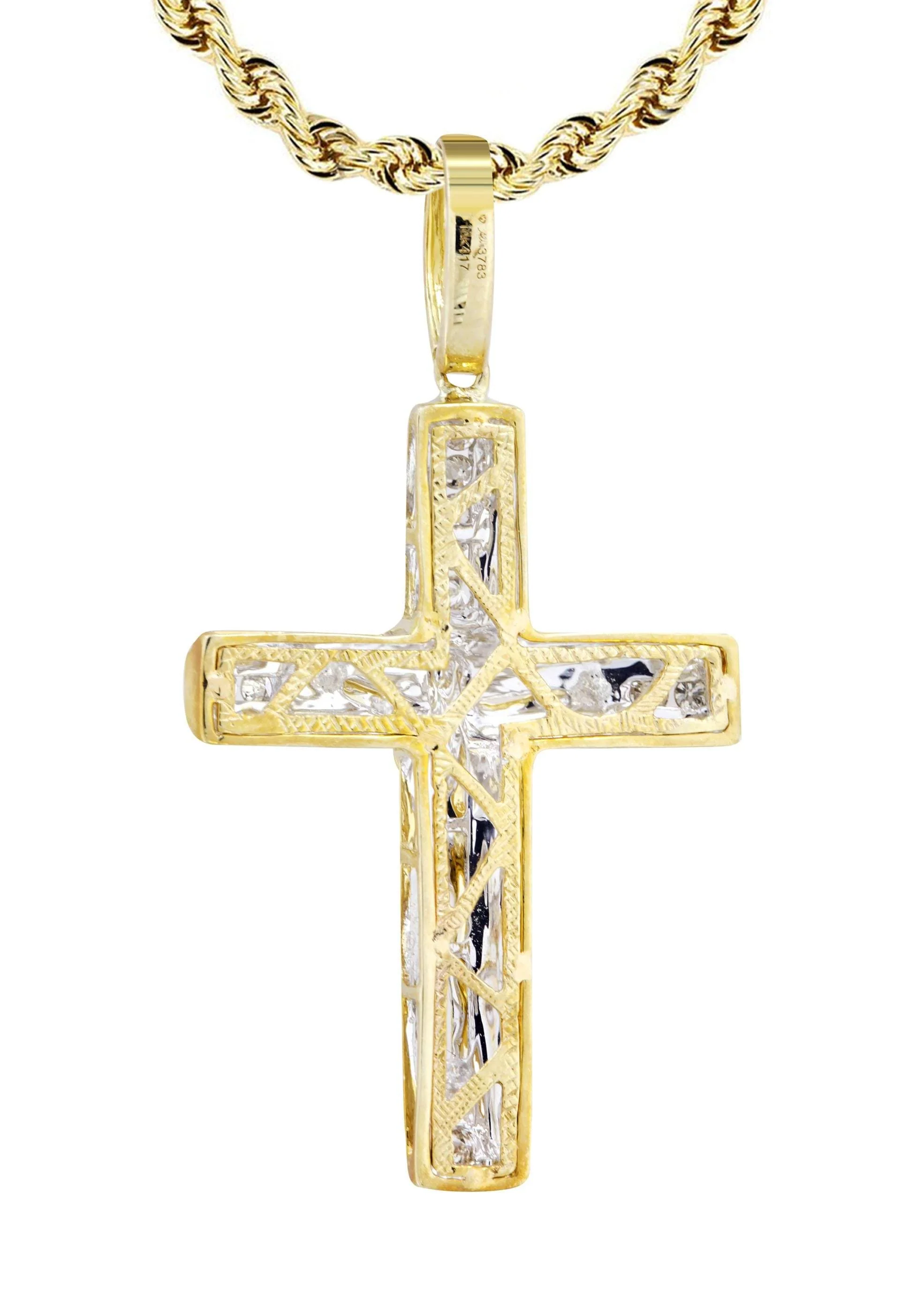 10K Yellow Gold Cross / Crucifix Diamond Necklace | 0.15 Carats - Image 3