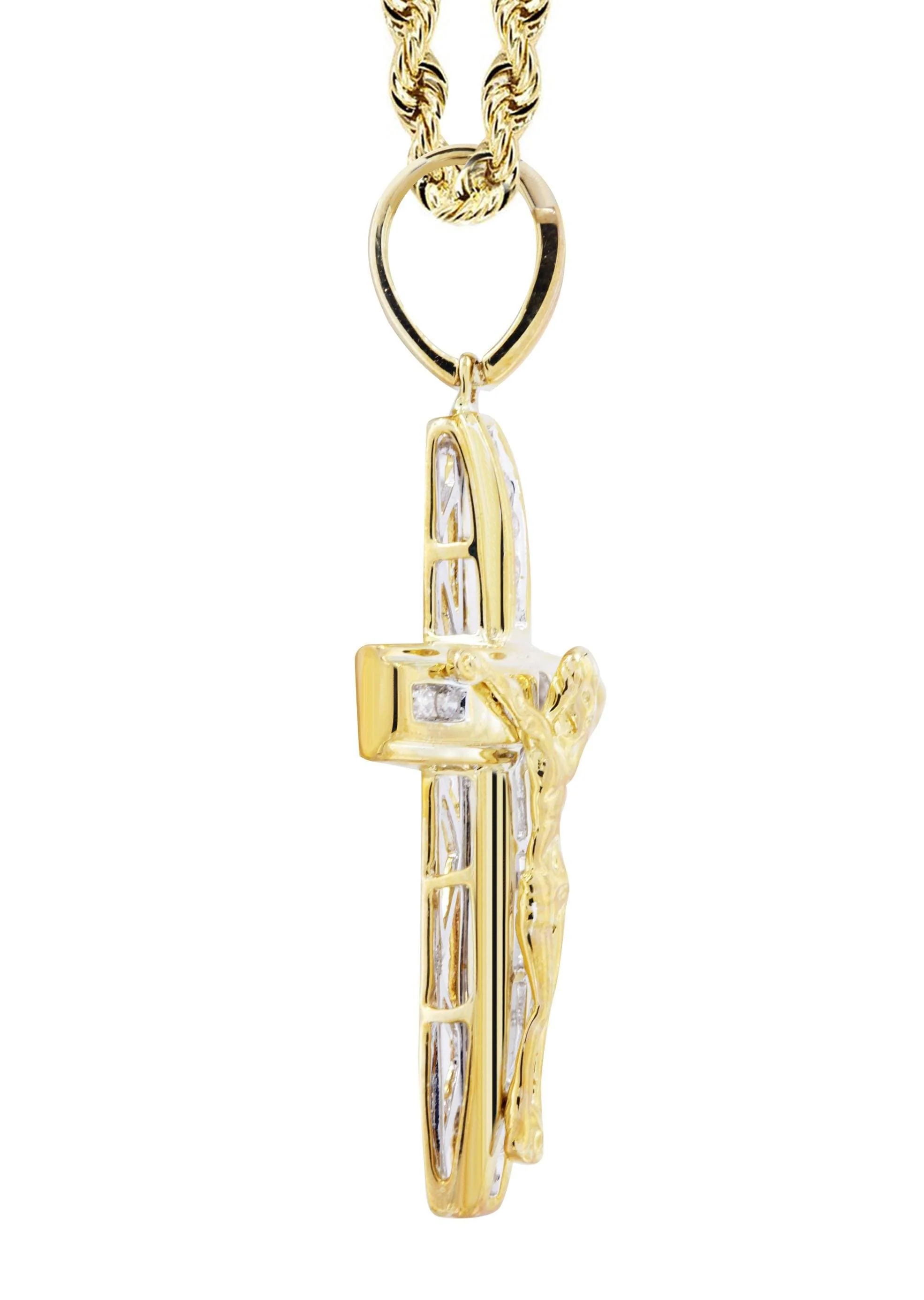 10K Yellow Gold Cross / Crucifix Diamond Necklace | 0.15 Carats - Image 4