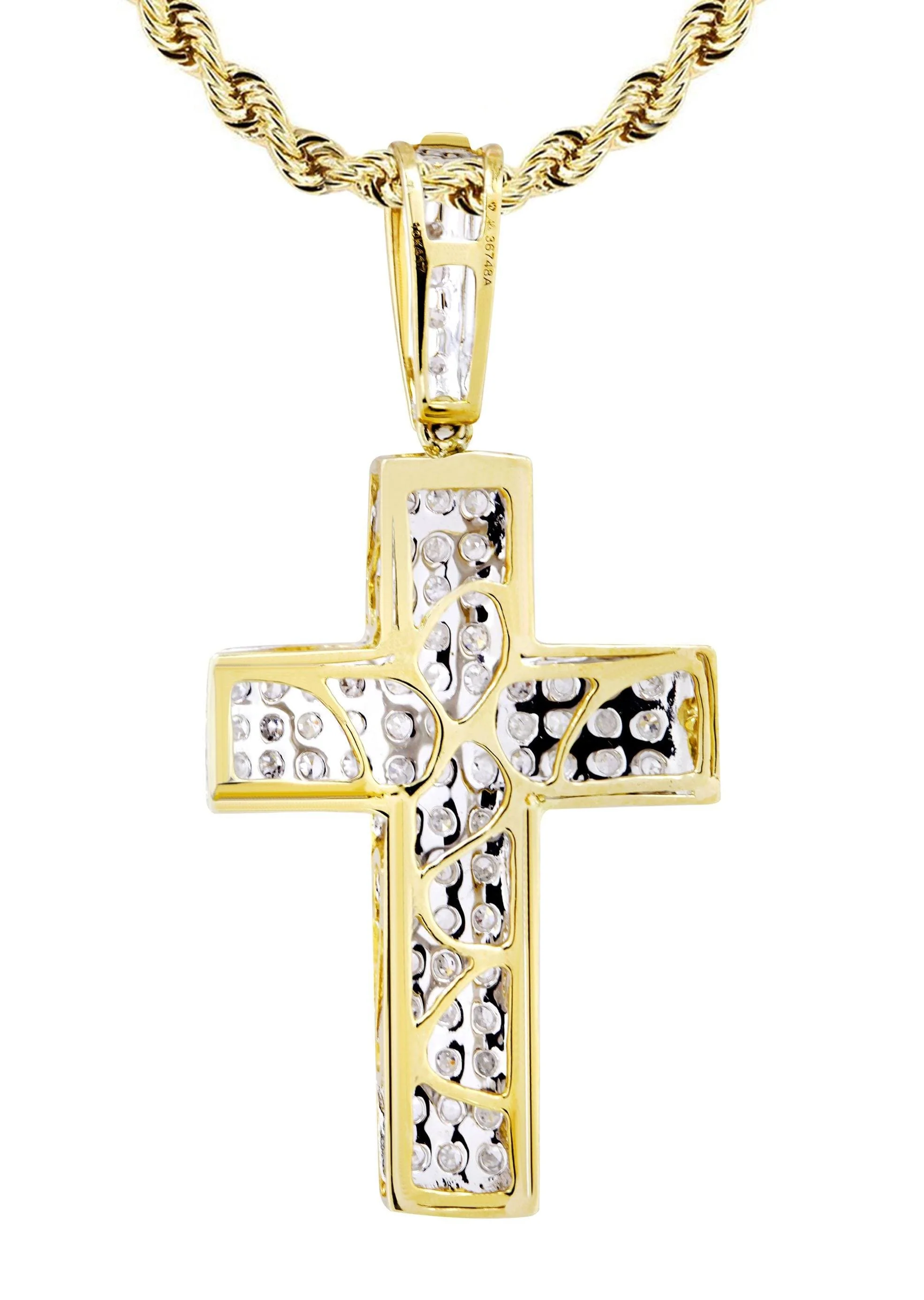 10K Yellow Gold Cross Diamond Necklace | 0.81 Carats - Image 3