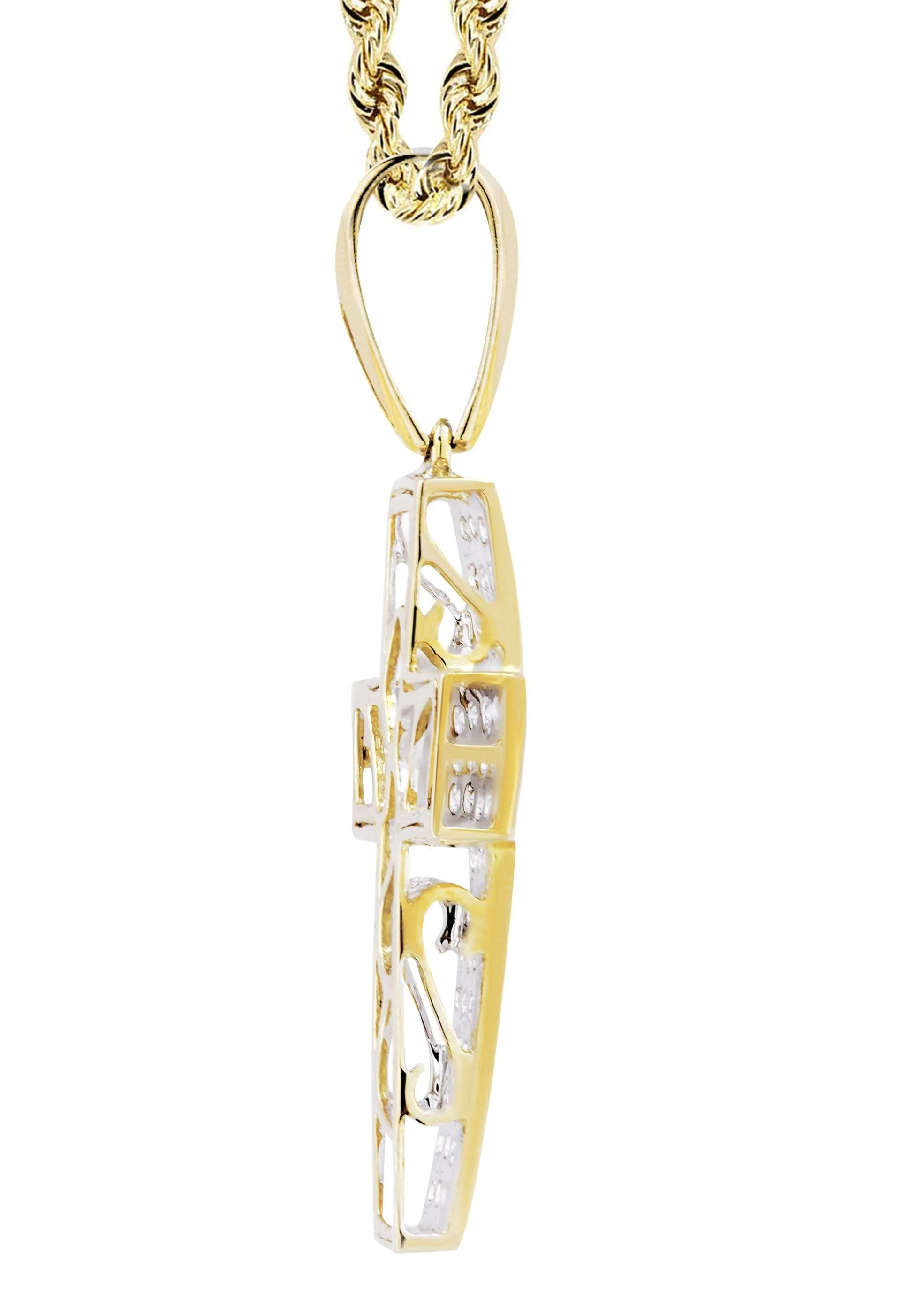 10K Yellow Gold Cross Diamond Necklace | 0.81 Carats - Image 4