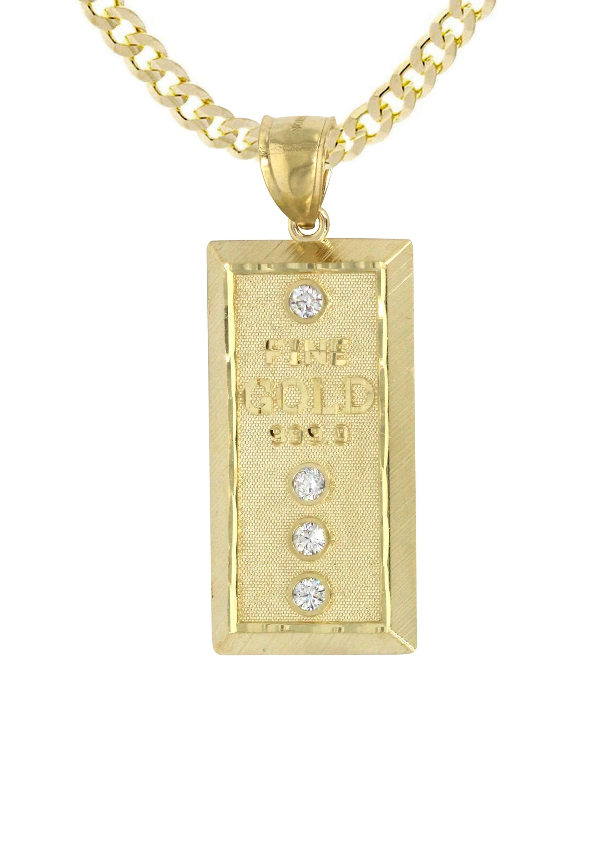 10K Yellow Gold Gold Brick Necklace | Appx. 15.1 Grams - Image 2