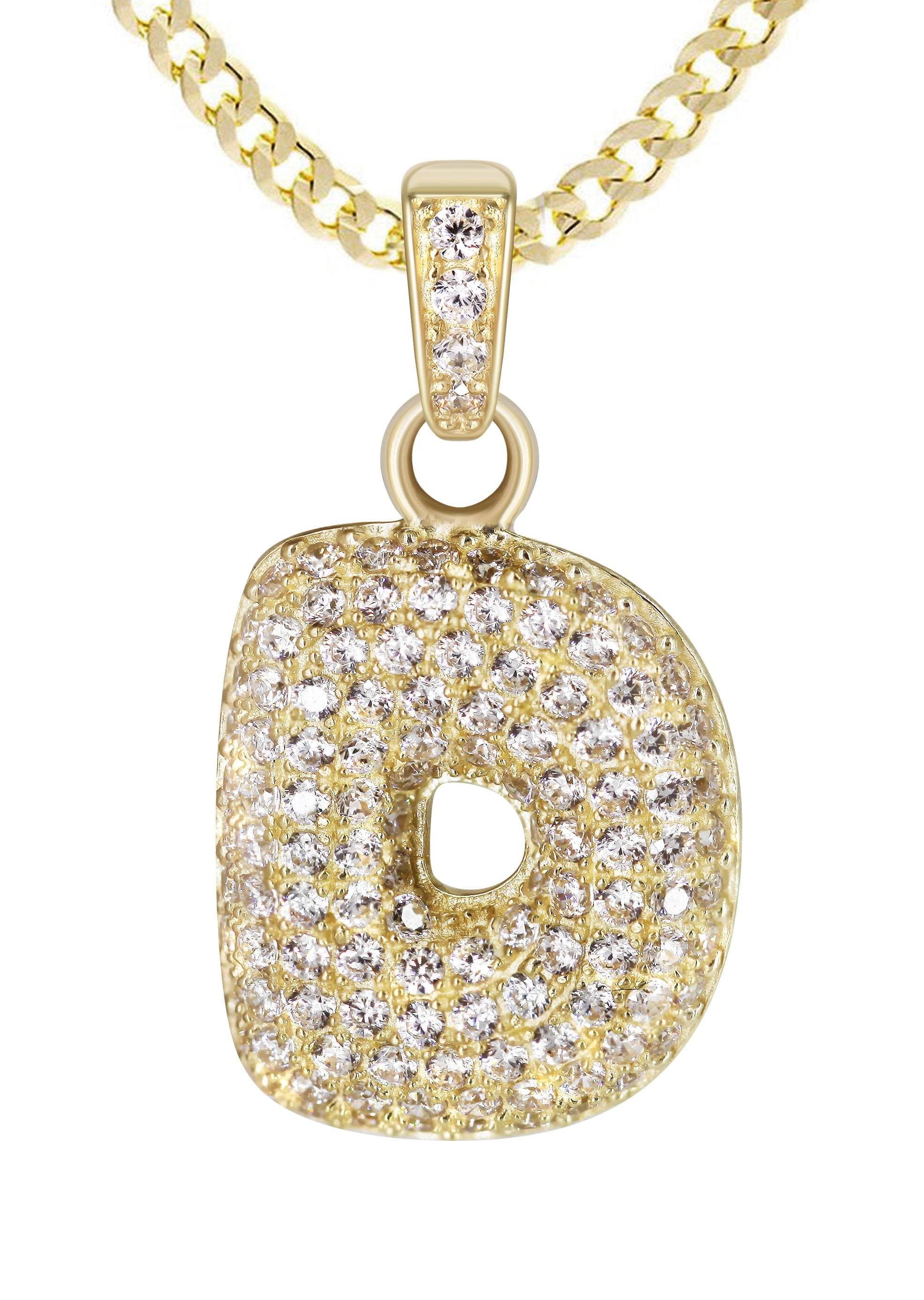 10K Yellow Gold Bubble Letter "D" CZ Necklace | Appx. 4.6 Grams - Image 2