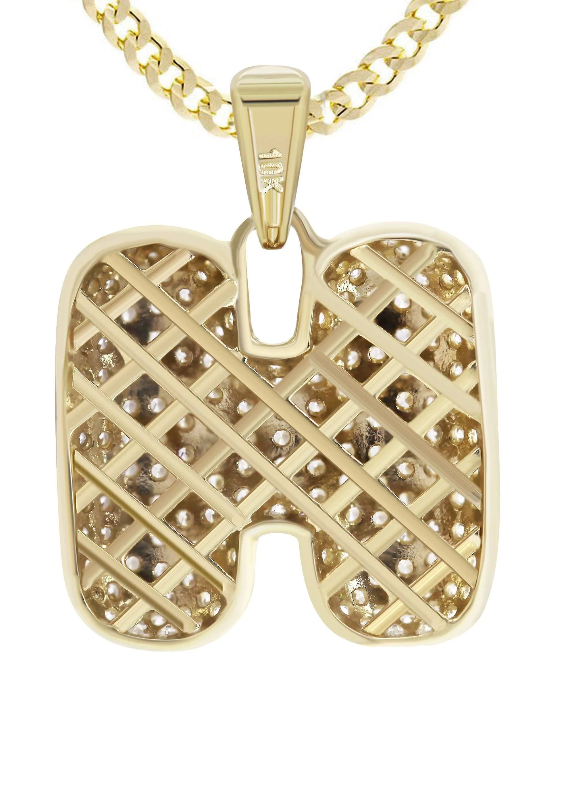 10K Yellow Gold Bubble Letter "H" CZ Necklace | Appx. 5.3 Grams - Image 3