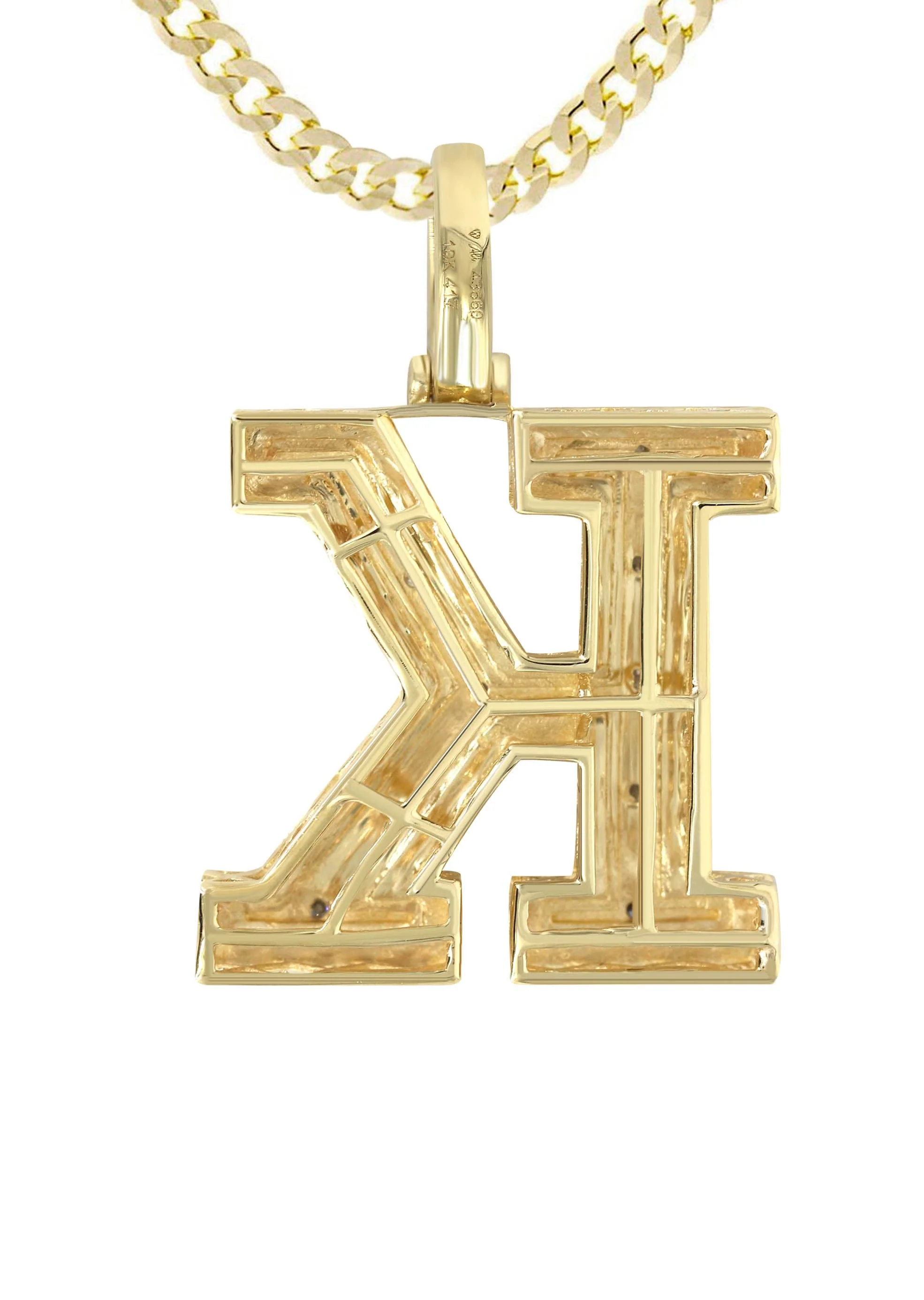 Diamond 10K Yellow Gold Letter "K" Necklace | Appx. 14.9 Grams - Image 3