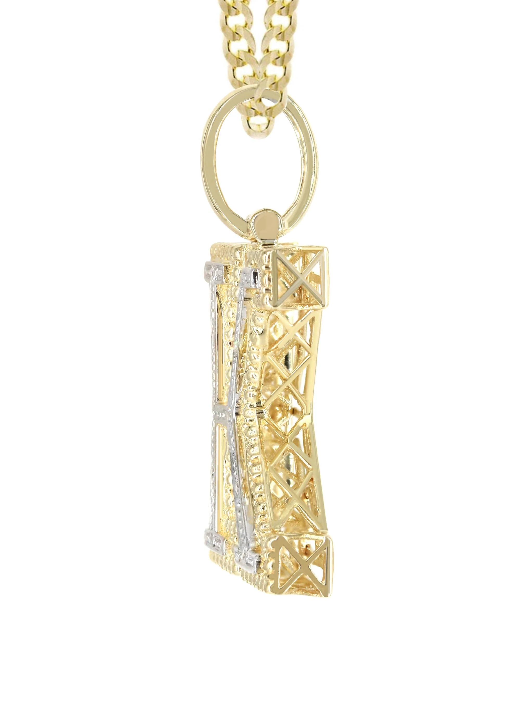 Diamond 10K Yellow Gold Letter "K" Necklace | Appx. 14.9 Grams - Image 4