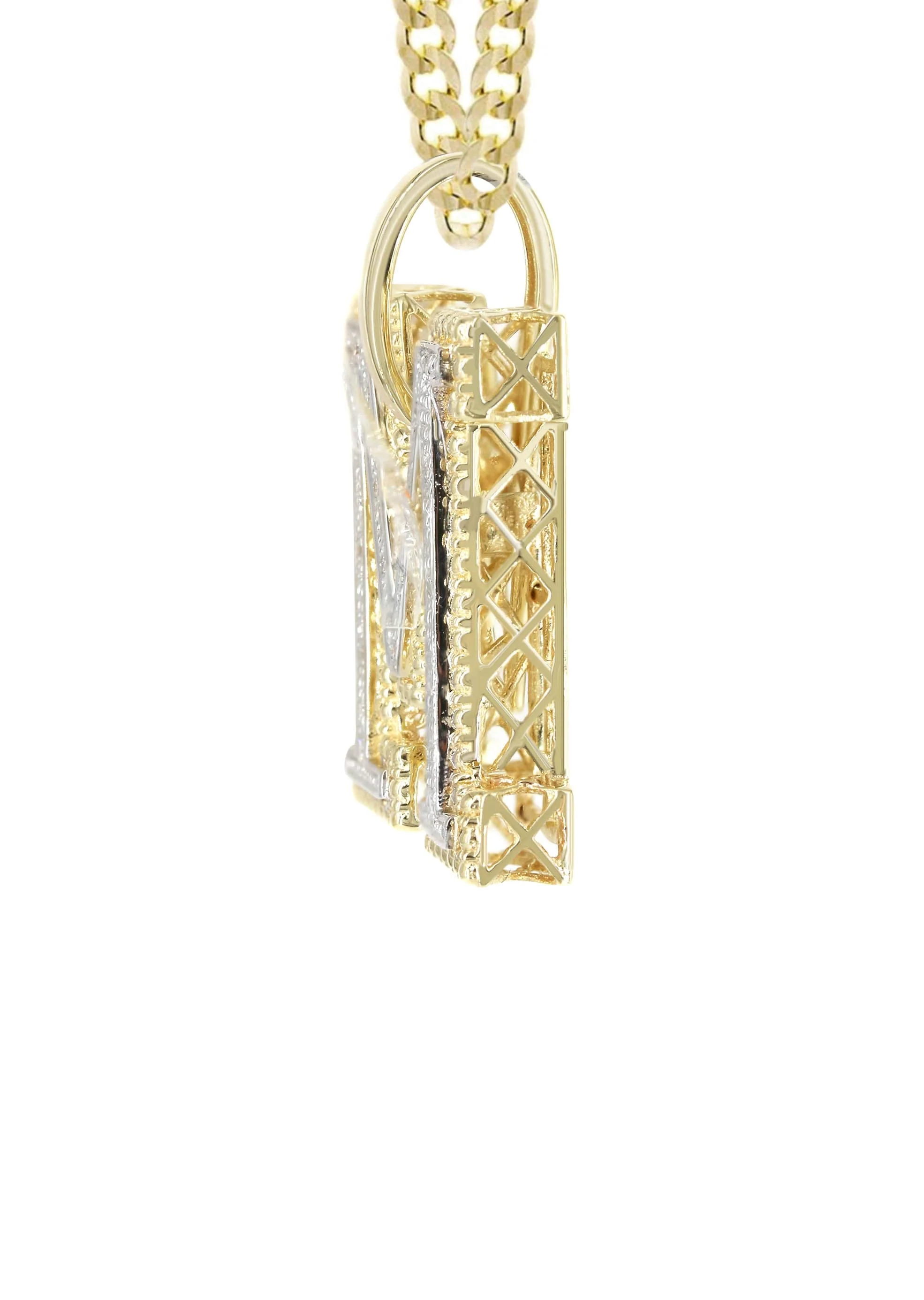 Diamond 10K Yellow Gold Letter "M" Necklace | Appx. 16.7 Grams - Image 4