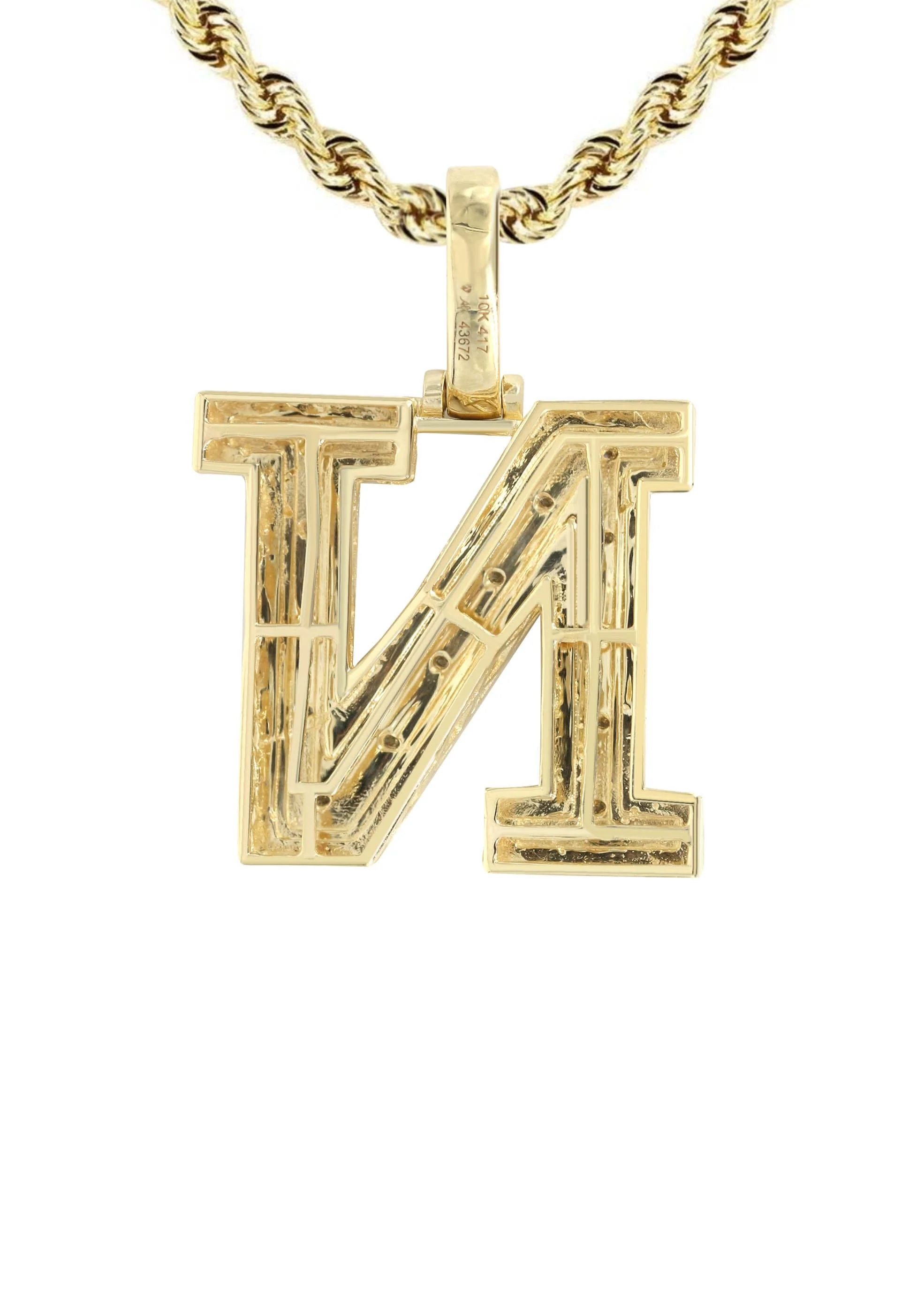 Diamond 10K Yellow Gold Letter "N" Necklace | Appx. 15.4 Grams - Image 3