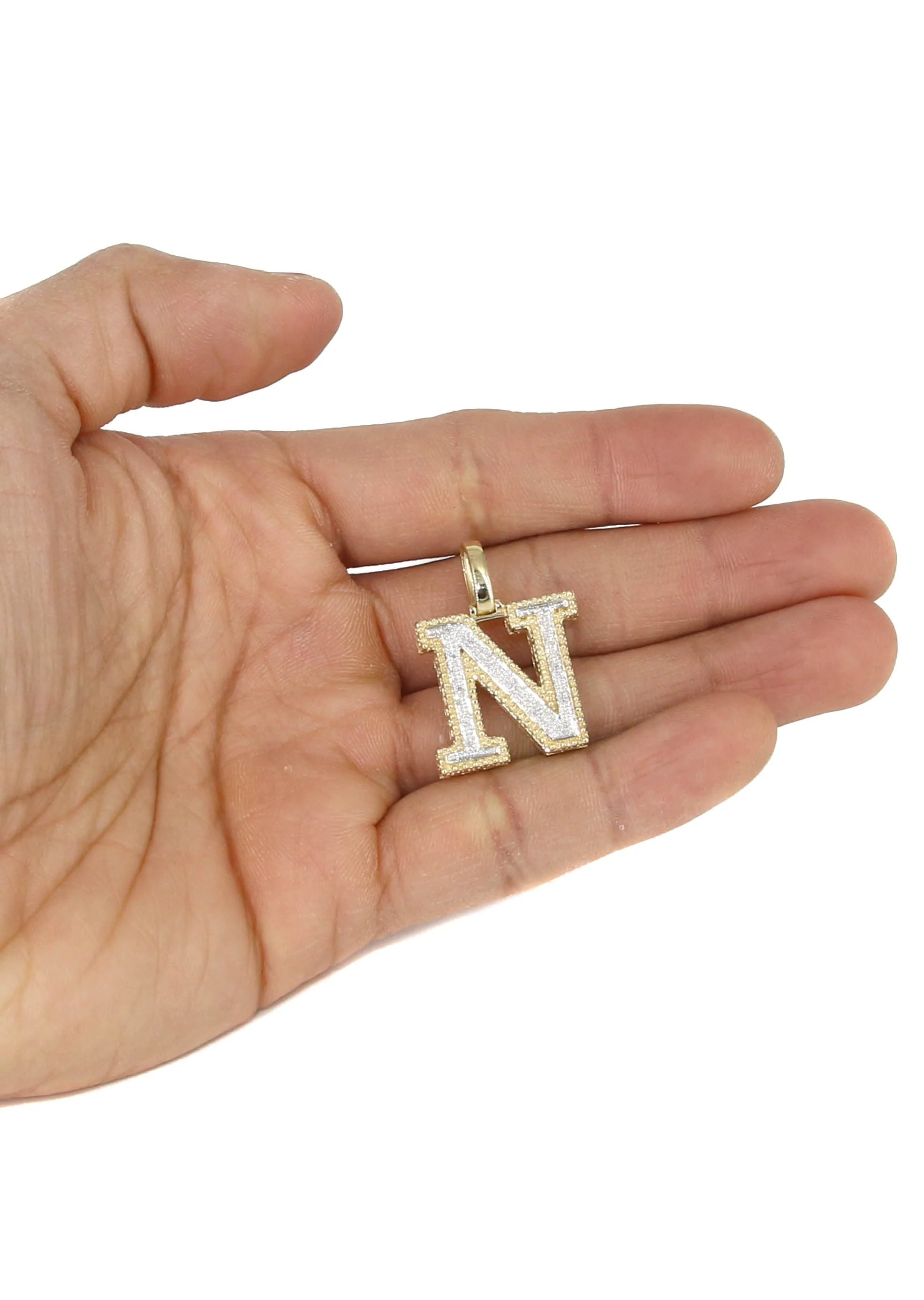 Diamond 10K Yellow Gold Letter "N" Necklace | Appx. 15.4 Grams - Image 5