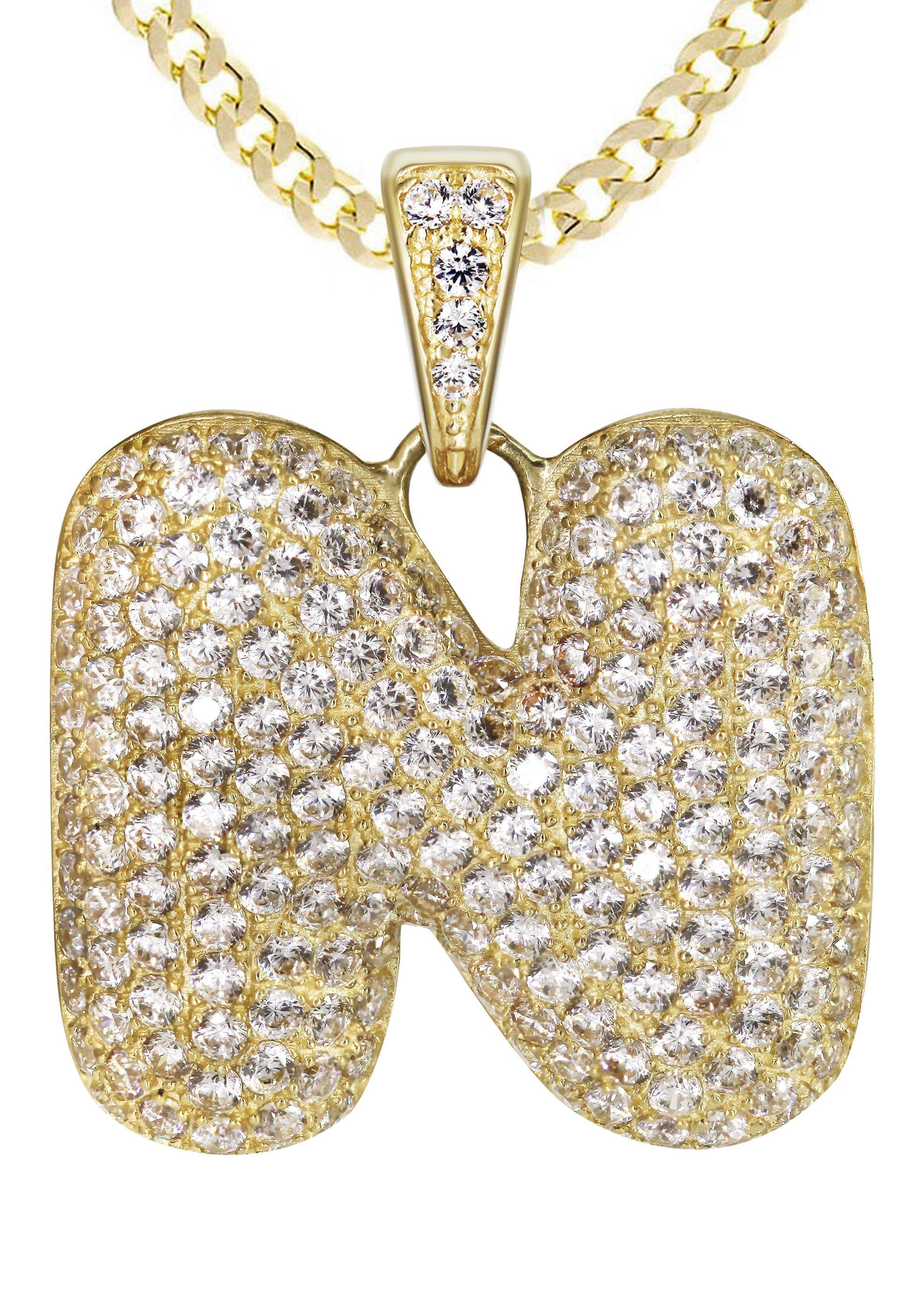 10K Yellow Gold Bubble Letter "N" CZ Necklace | Appx. 15.5 Grams - Image 2