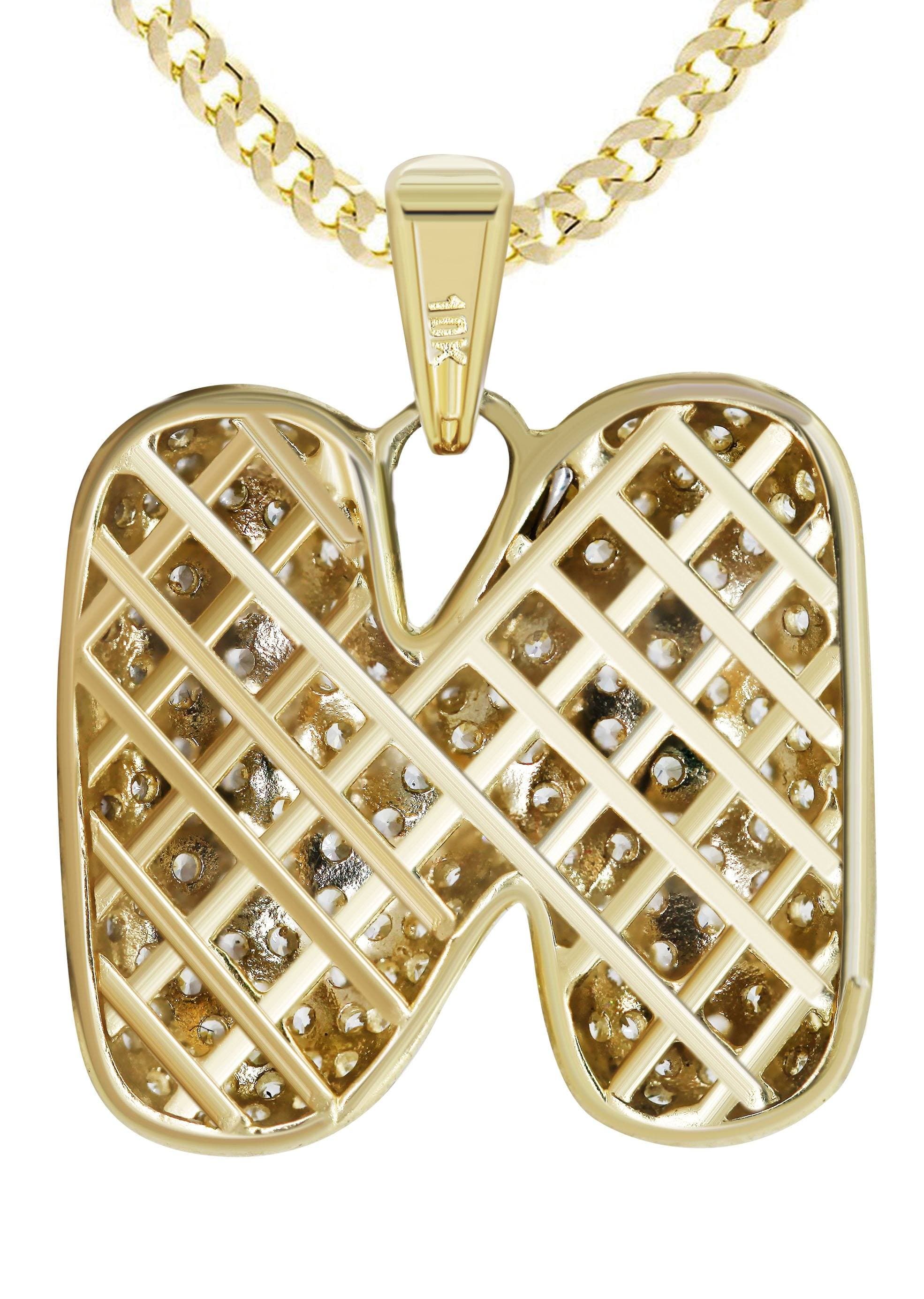 10K Yellow Gold Bubble Letter "N" CZ Necklace | Appx. 15.5 Grams - Image 3