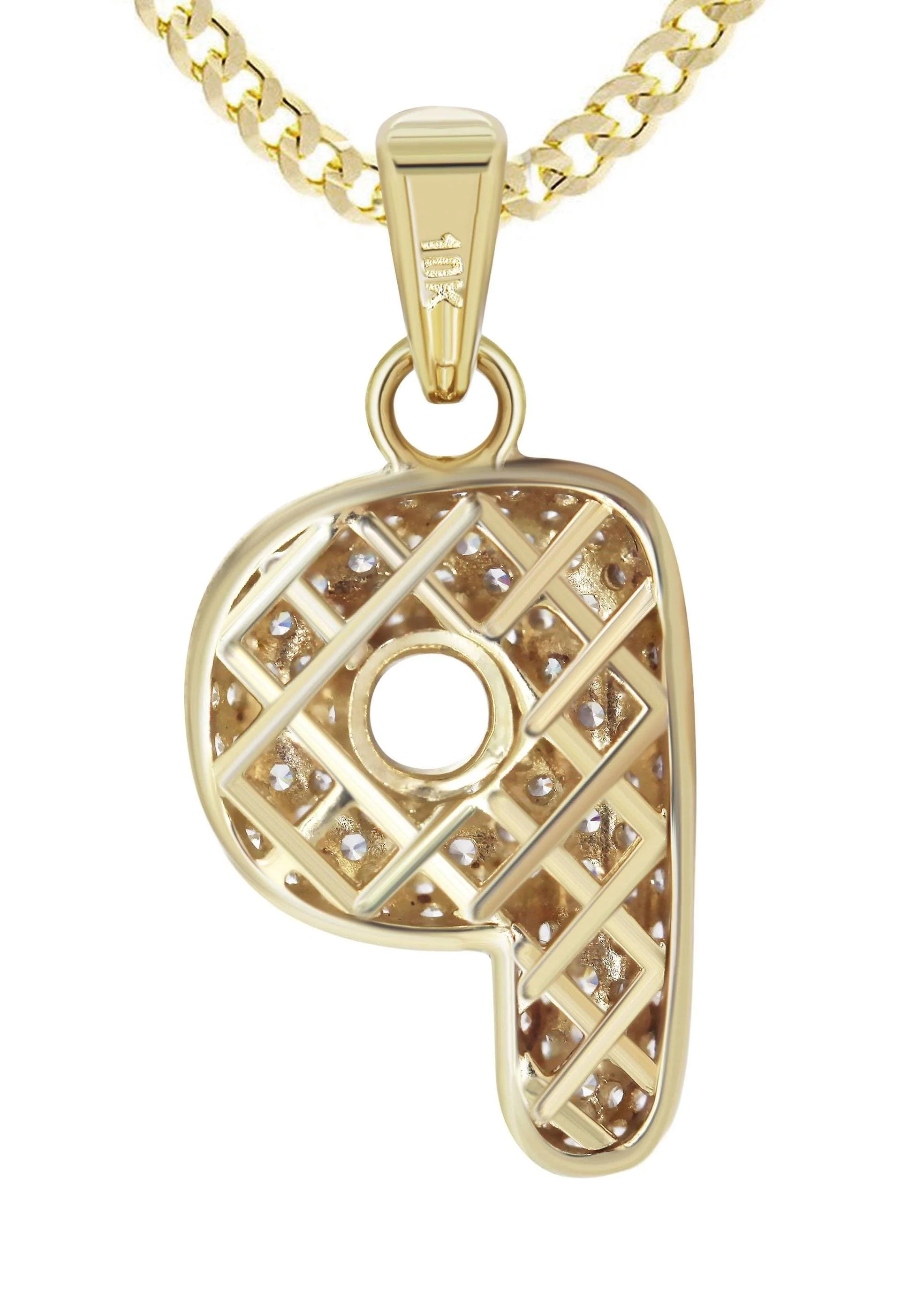 10K Yellow Gold Bubble Letter "P" CZ Necklace | Appx. 4.2 Grams - Image 3