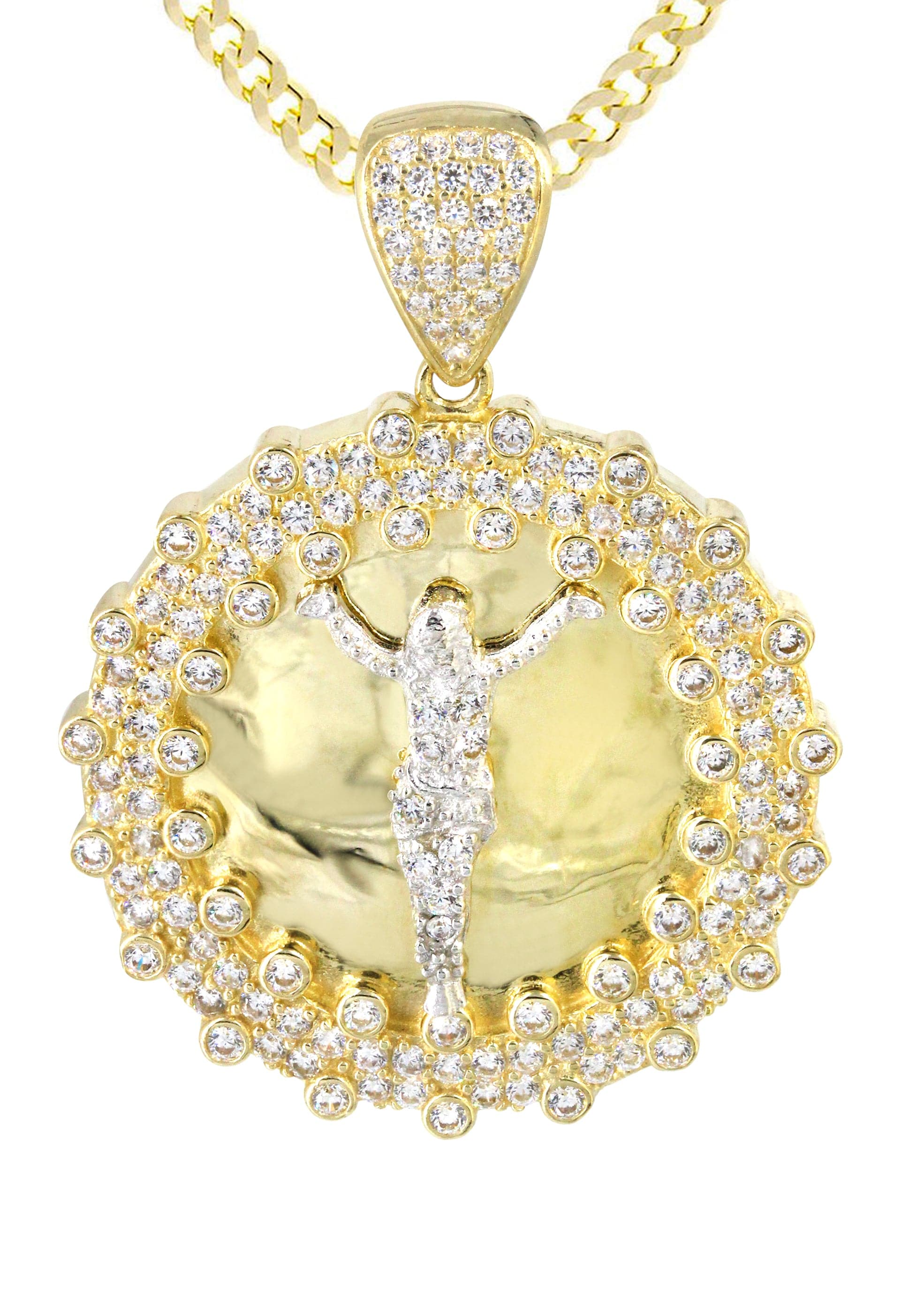 10K Yellow Gold Round Crucifix Necklace | Appx. 17 Grams - Image 2