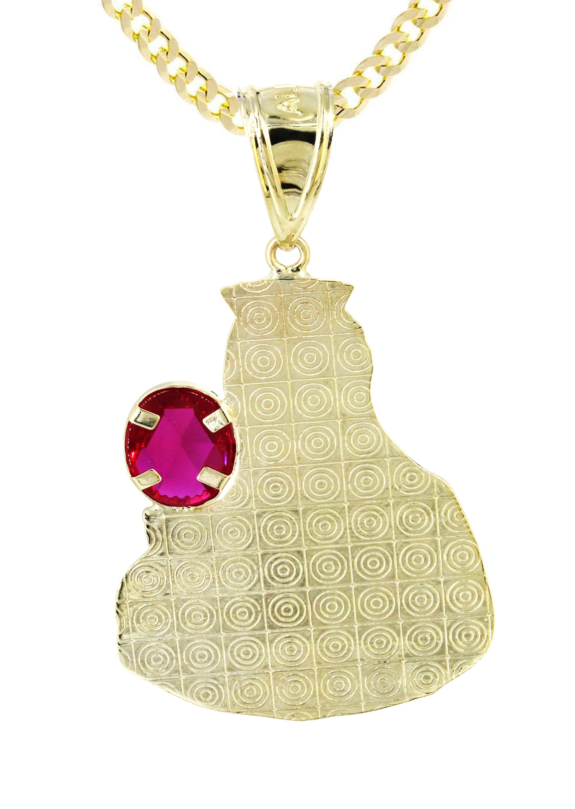 10K Yellow Gold Saint Barbara Necklace with Ruby Stone | Appx. 16.6 Grams - Image 3