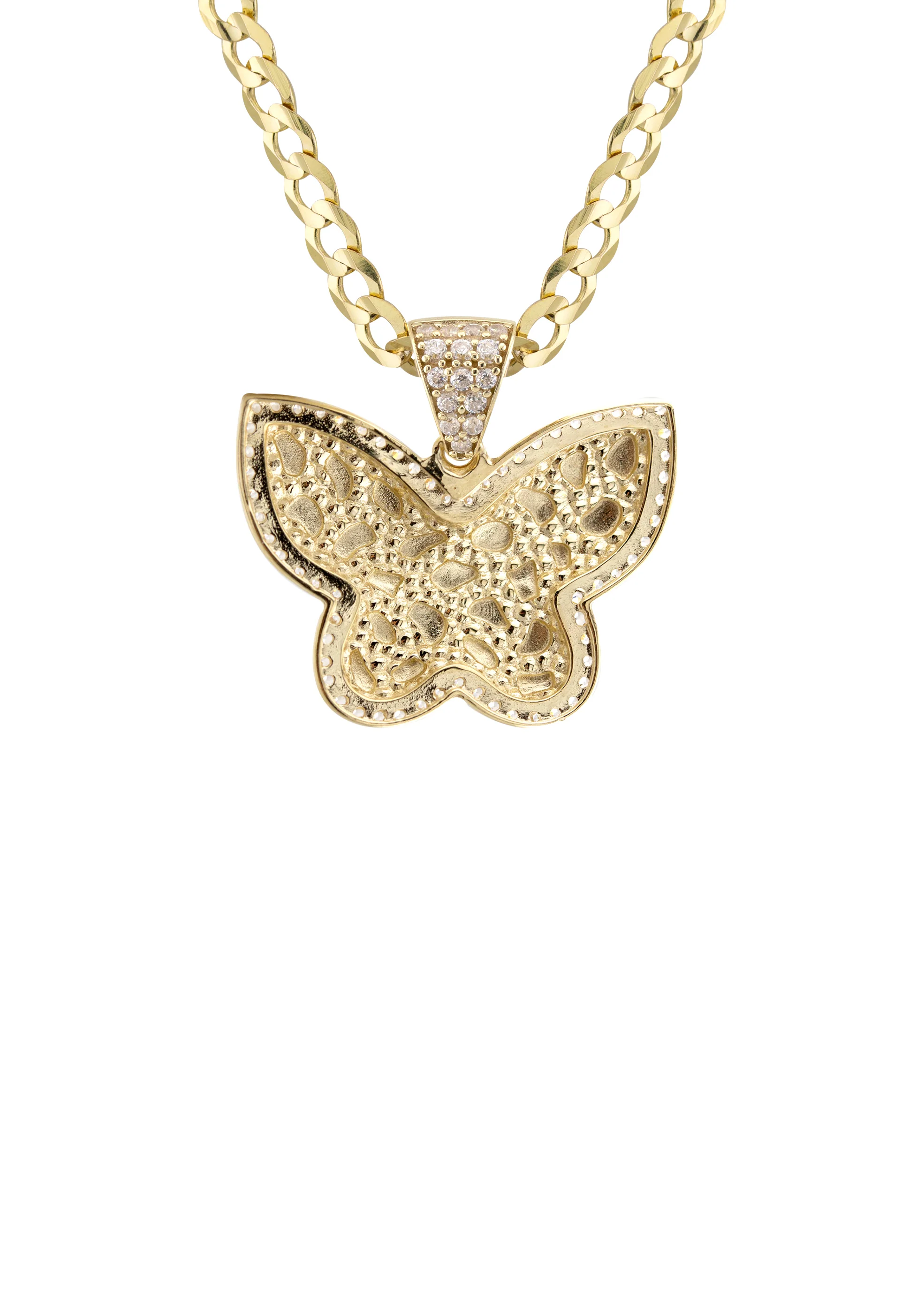 10K Yellow Gold Butterfly Nugget Necklace | Appx. 3.4 - 10.4 Grams - Image 3