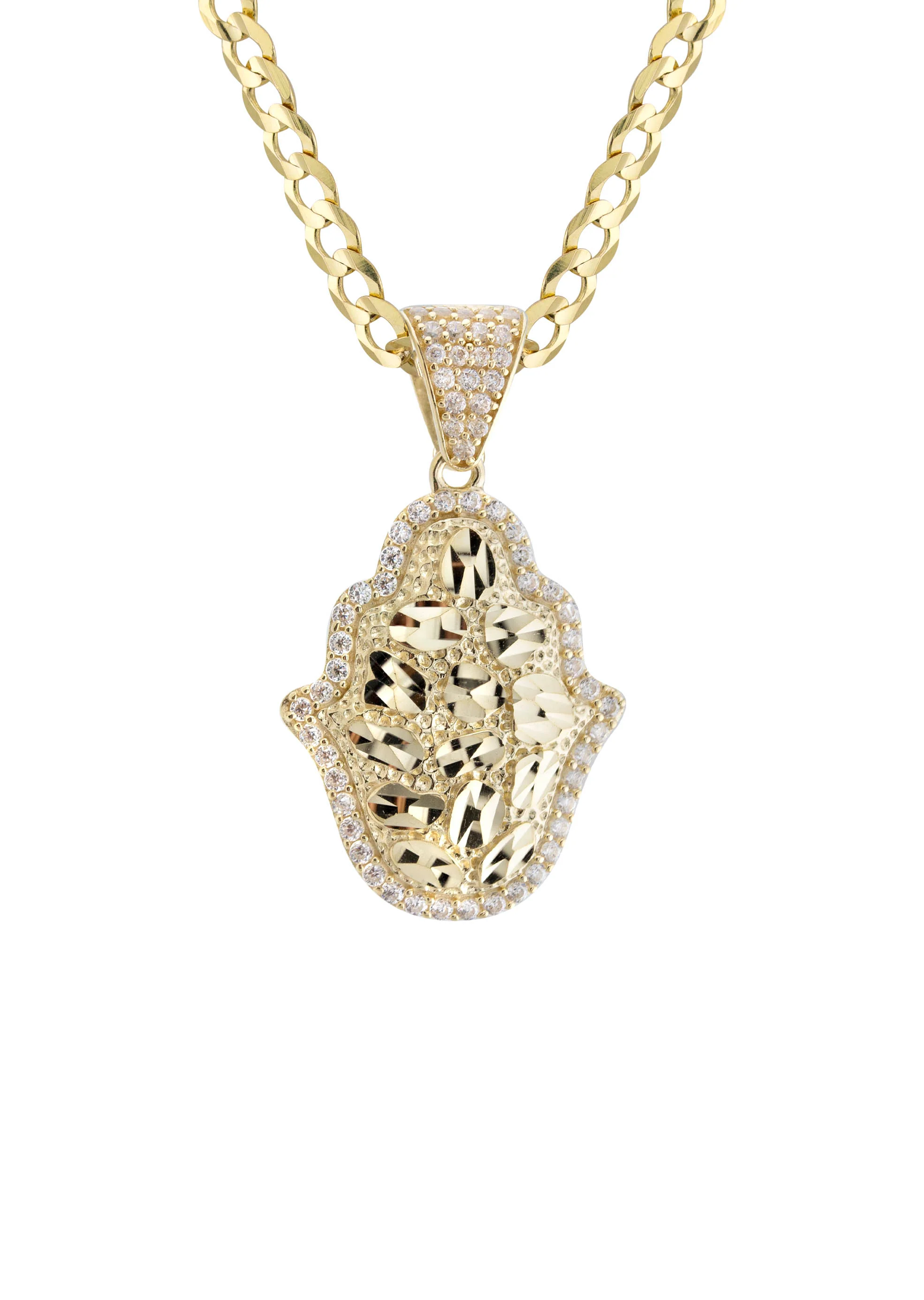 10K Yellow Gold Hamsa Hand Nugget Necklace | Appx. 3.5 - 10.5 Grams - Image 2