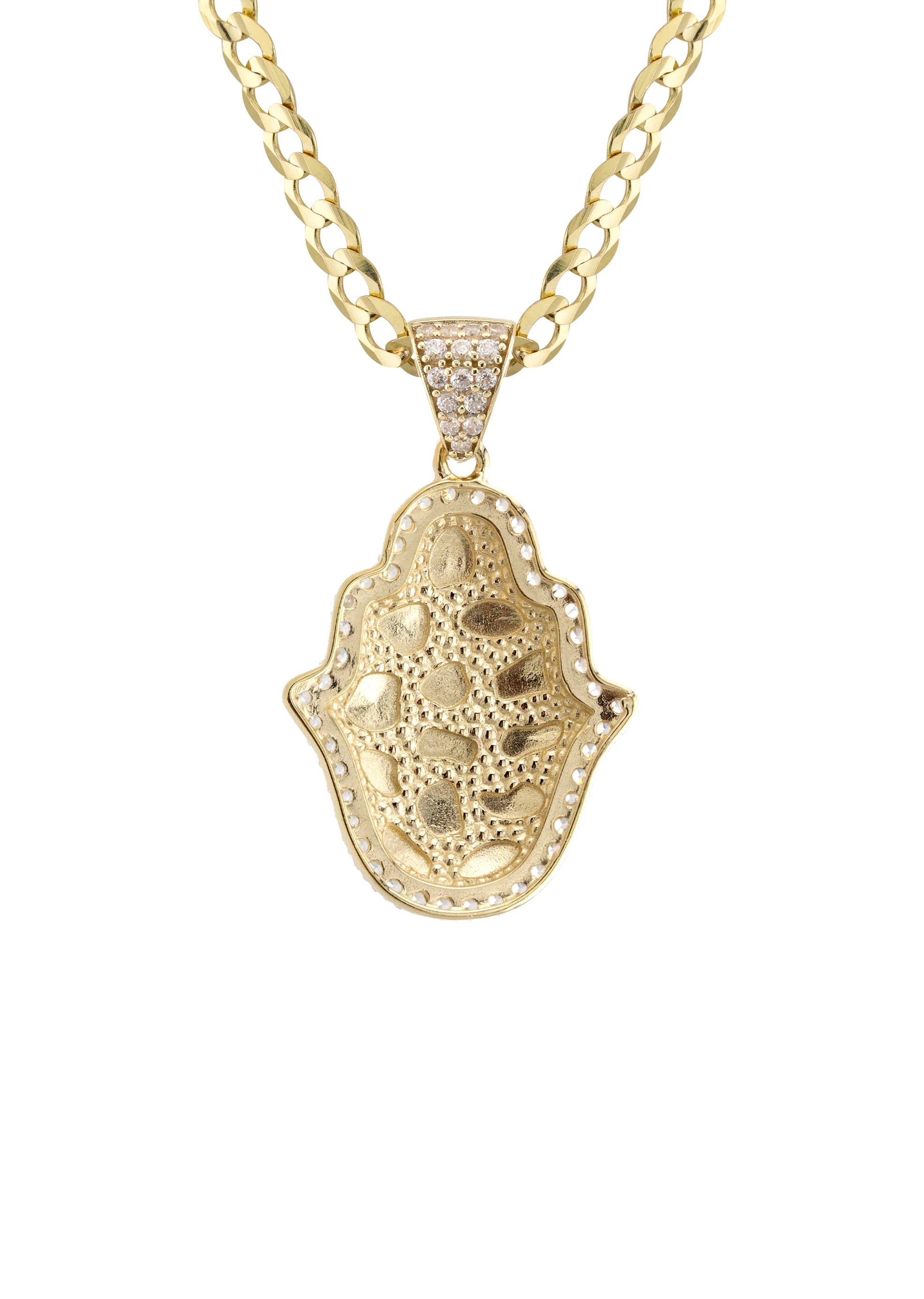 10K Yellow Gold Hamsa Hand Nugget Necklace | Appx. 3.5 - 10.5 Grams - Image 3