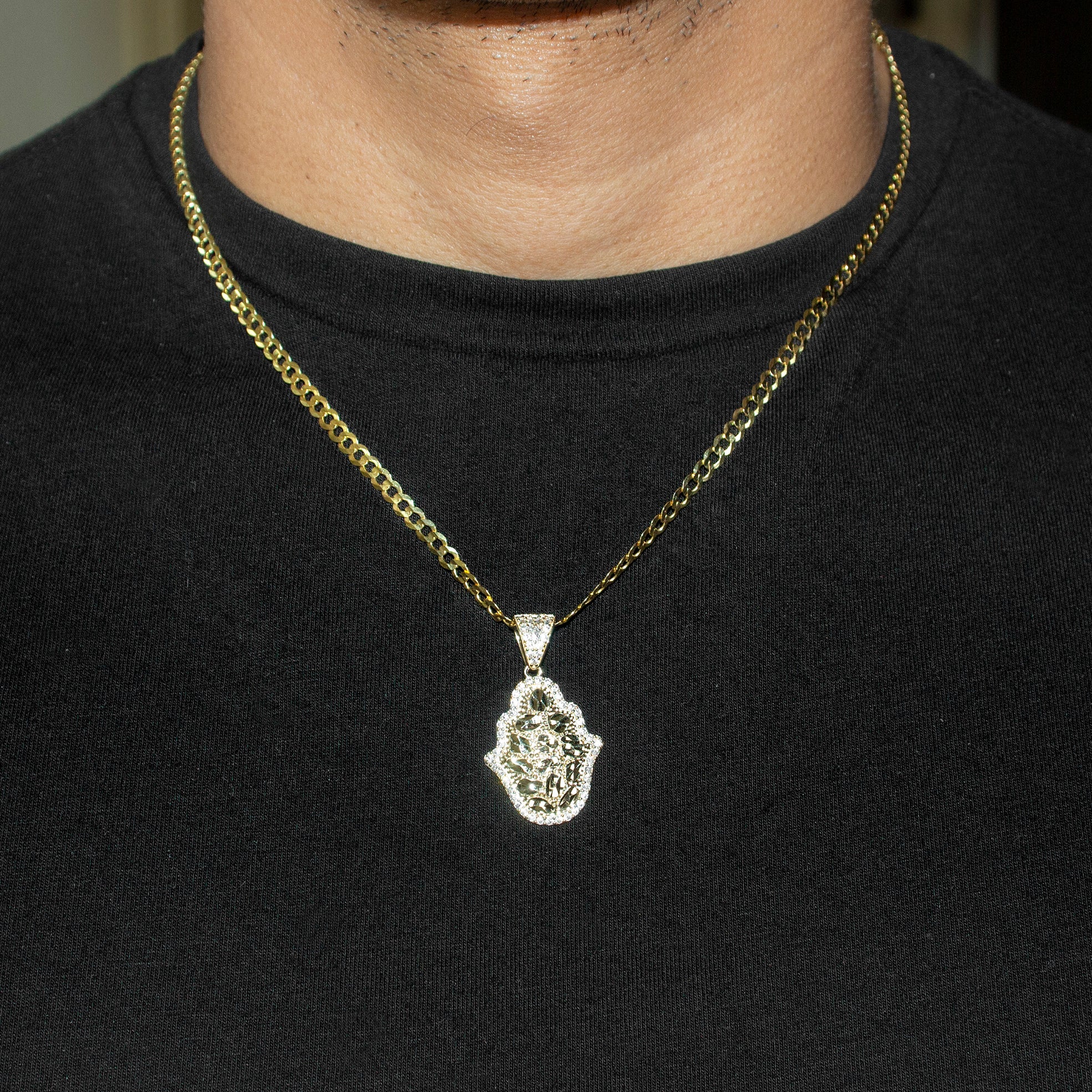 10K Yellow Gold Hamsa Hand Nugget Necklace | Appx. 3.5 - 10.5 Grams - Image 5