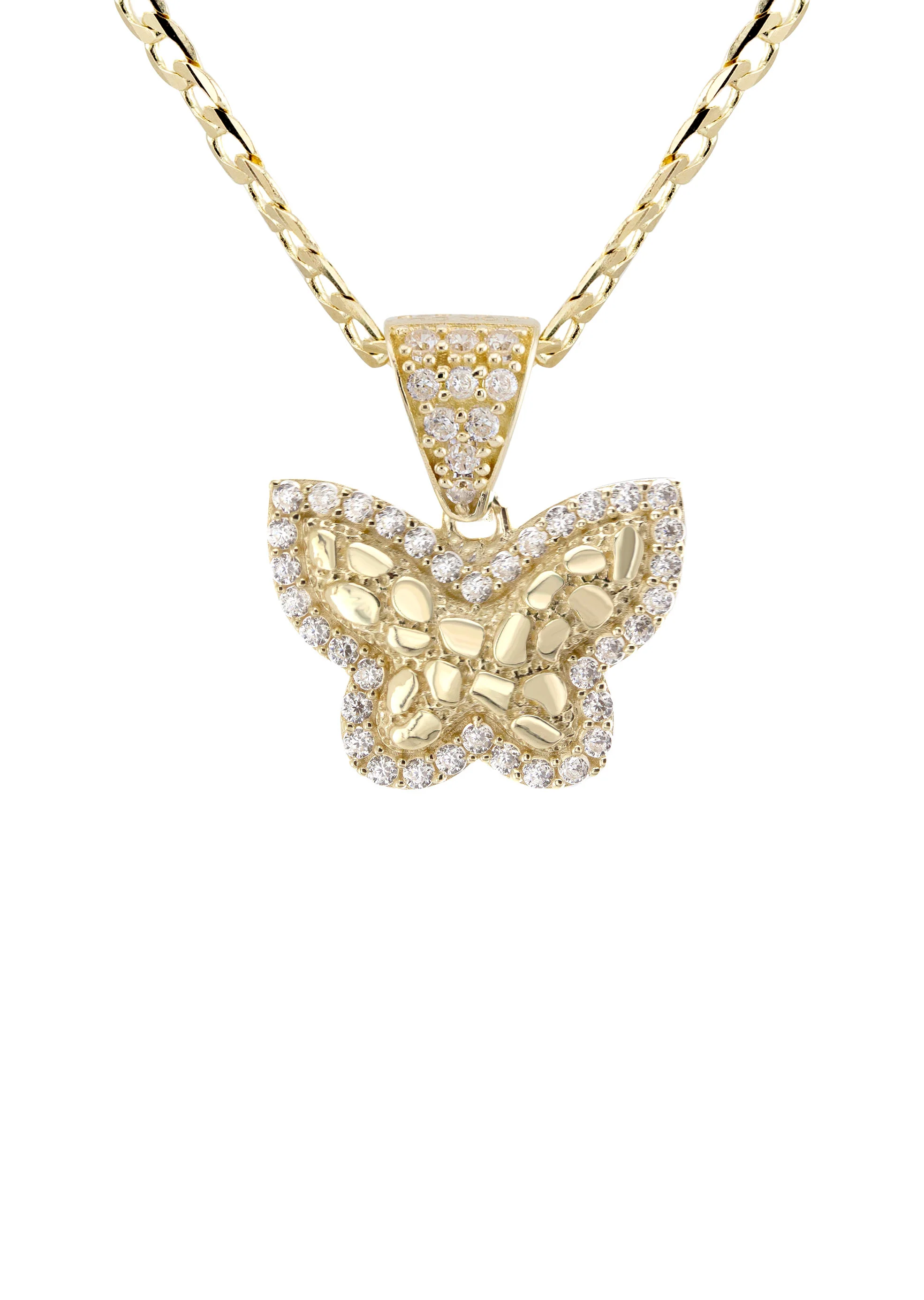 10K Yellow Gold Butterfly Nugget Necklace | Appx. 1.5 - 5.5 Grams - Image 2