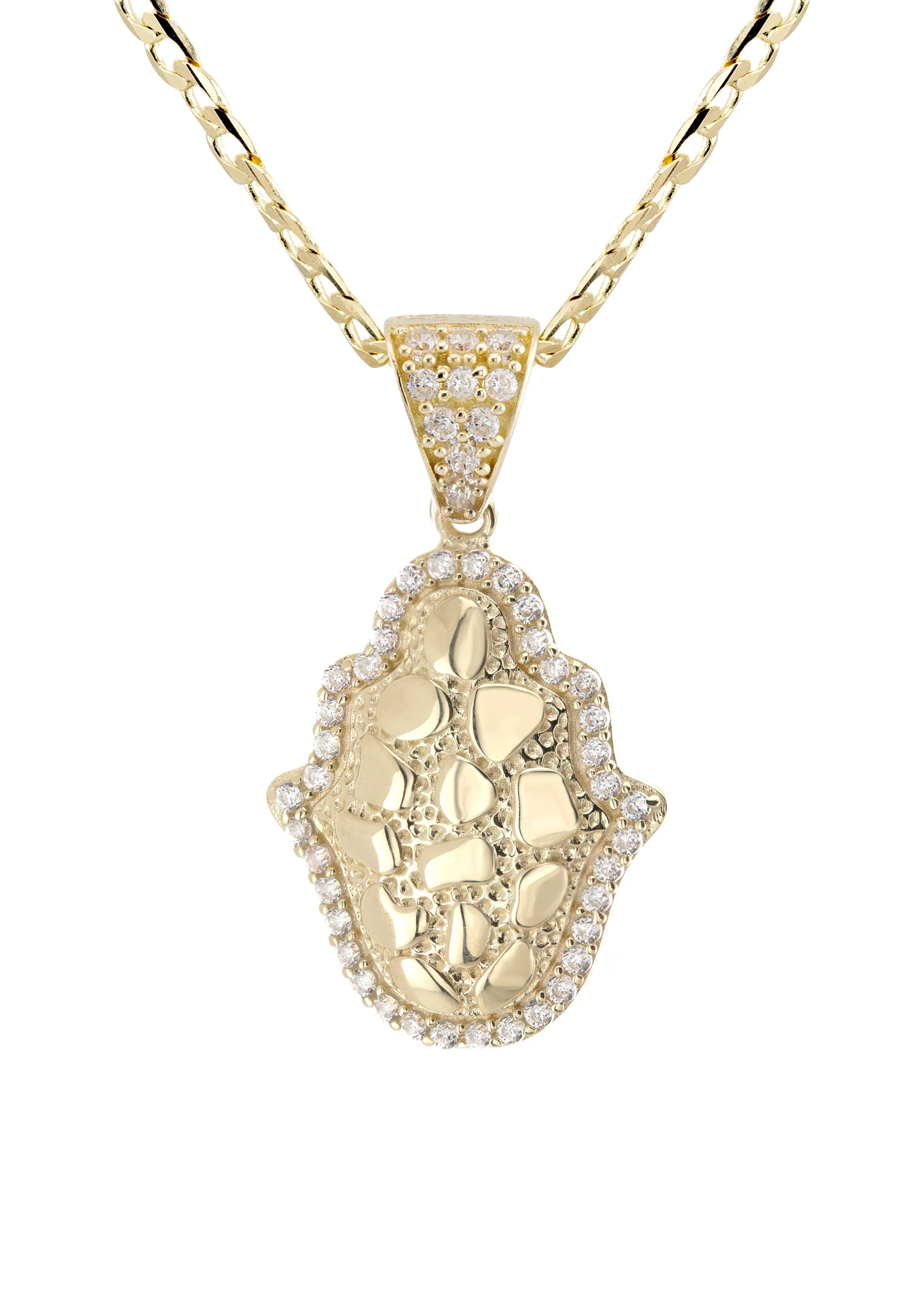 10K Yellow Gold Hamsa Hand Nugget Necklace | Appx. 2 - 6 Grams - Image 2