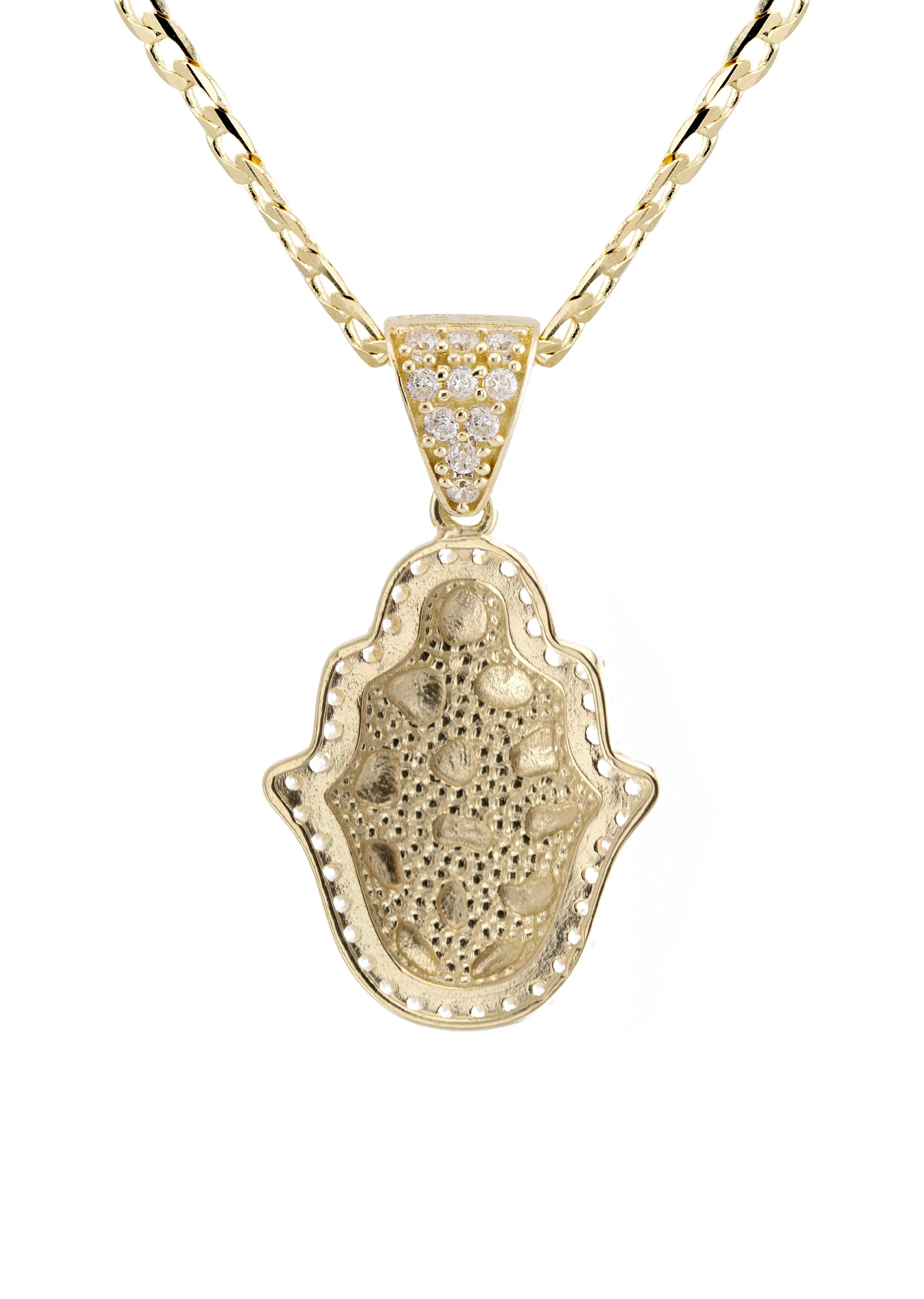 10K Yellow Gold Hamsa Hand Nugget Necklace | Appx. 2 - 6 Grams - Image 3