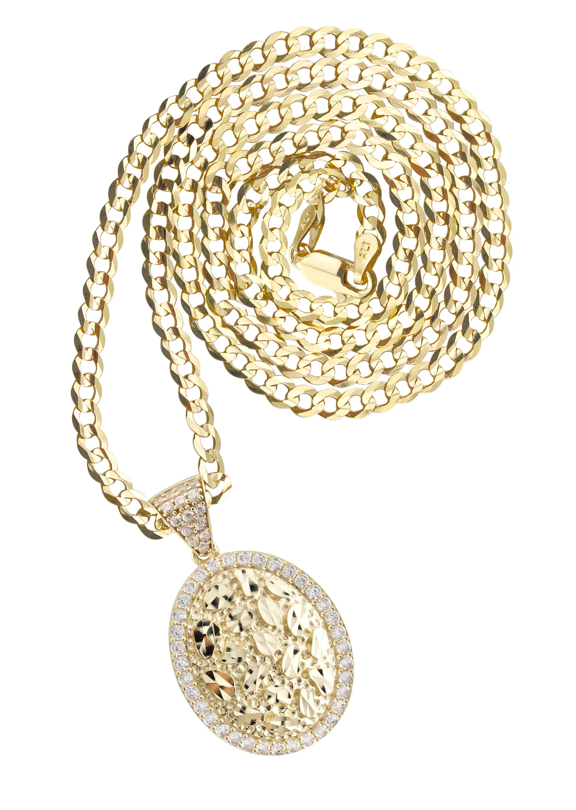 10K Yellow Gold Oval Nugget Necklace | Appx. 2.4 - 9.4 Grams