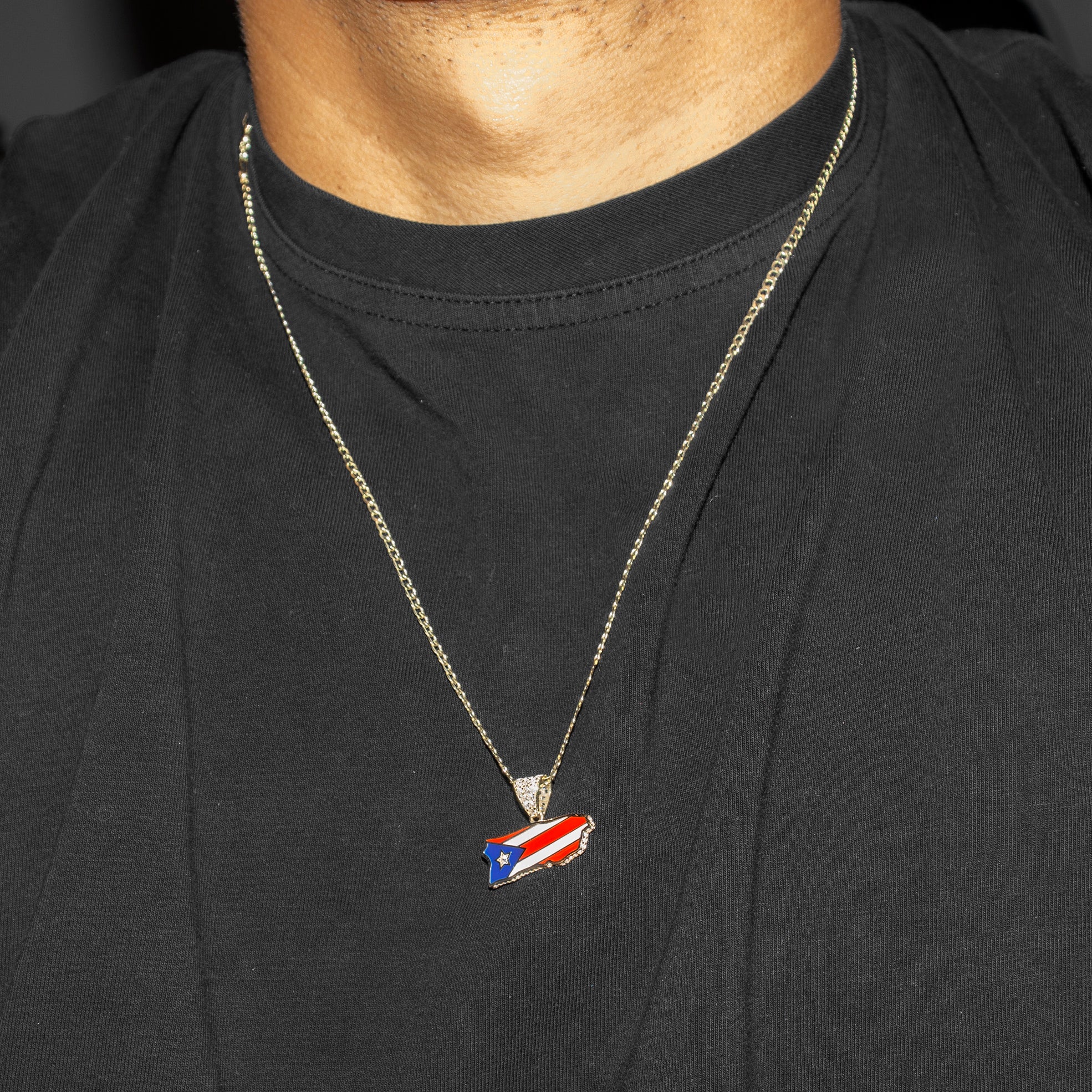 10K Yellow Gold Puerto Rico Flag Necklace | Appx. 2.3 - 6.3 Grams - Image 5
