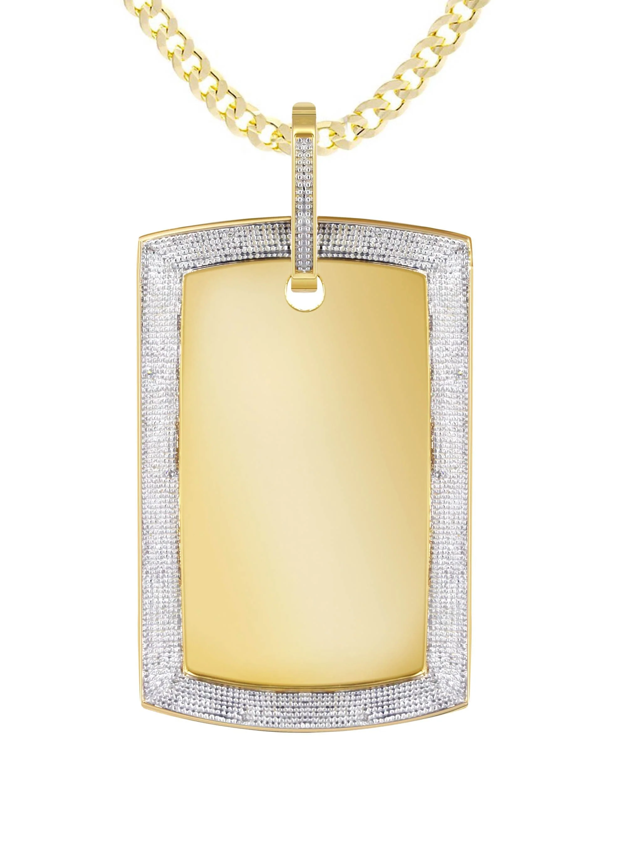 10K Yellow Gold Diamond Dog Tag Picture Pendant Necklace | Appx. 36 Grams - Image 2