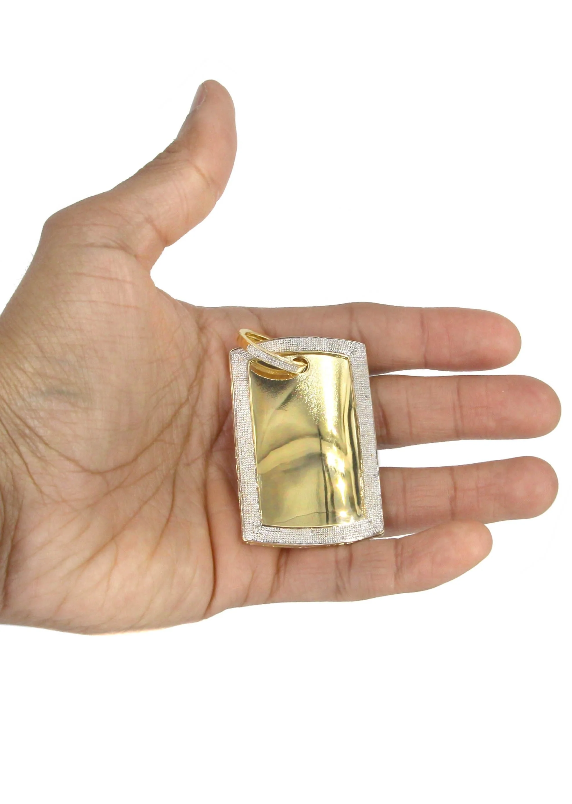 10K Yellow Gold Diamond Dog Tag Picture Pendant Necklace | Appx. 36 Grams - Image 5