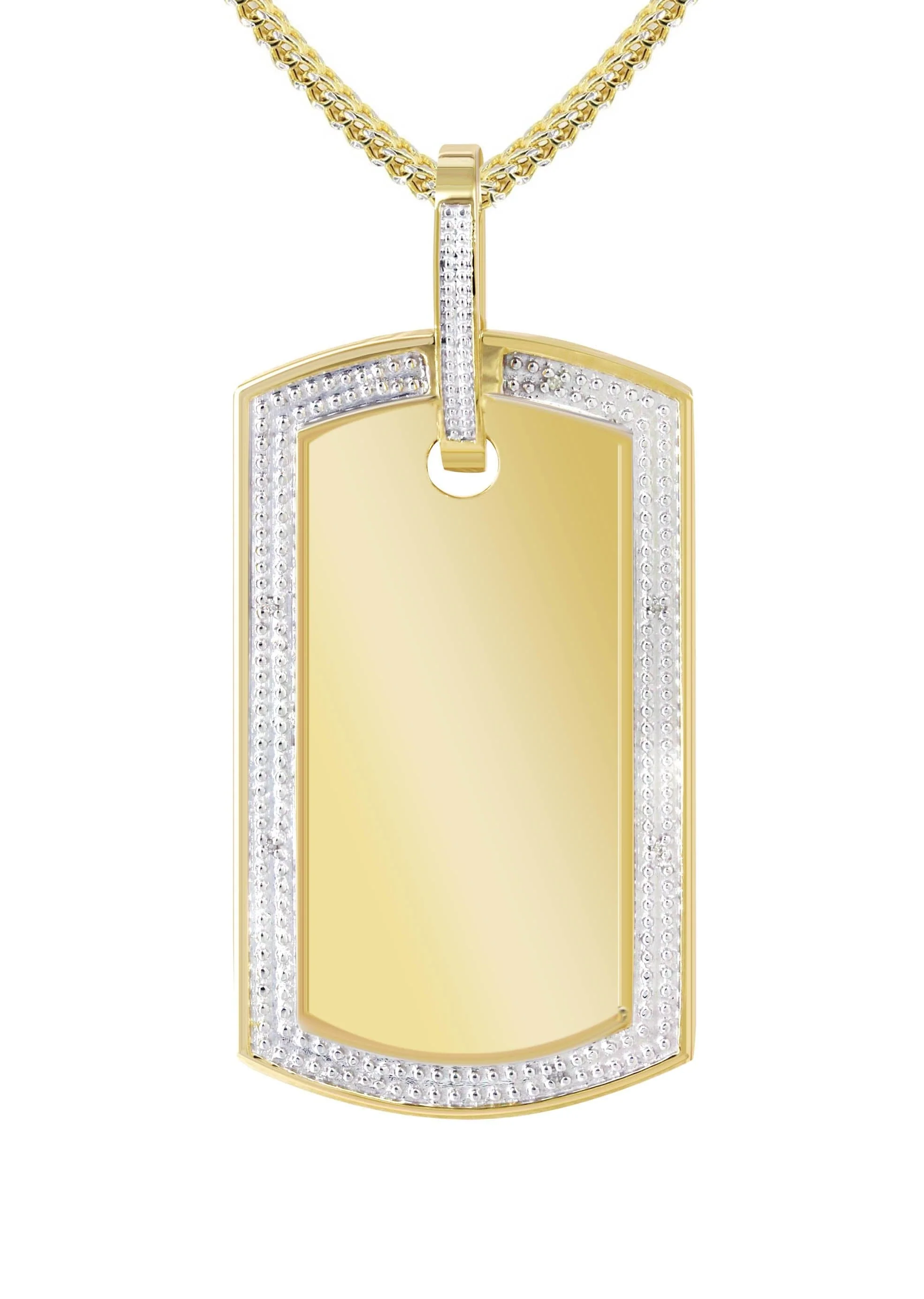 10K Yellow Gold Diamond Dog Tag Picture Pendant Necklace | Appx. 27 Grams - Image 2