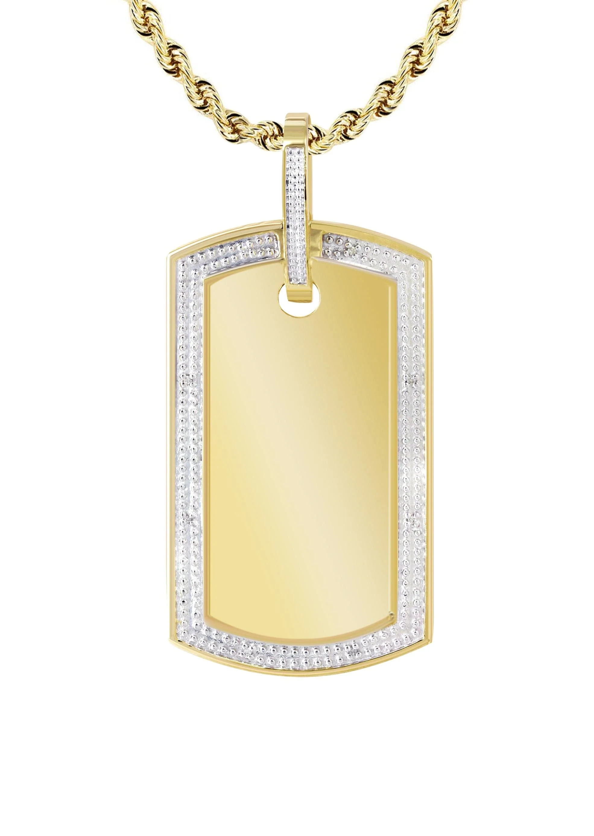 10K Yellow Gold Diamond Dog Tag Picture Pendant Necklace | Appx. 20 Grams - Image 2