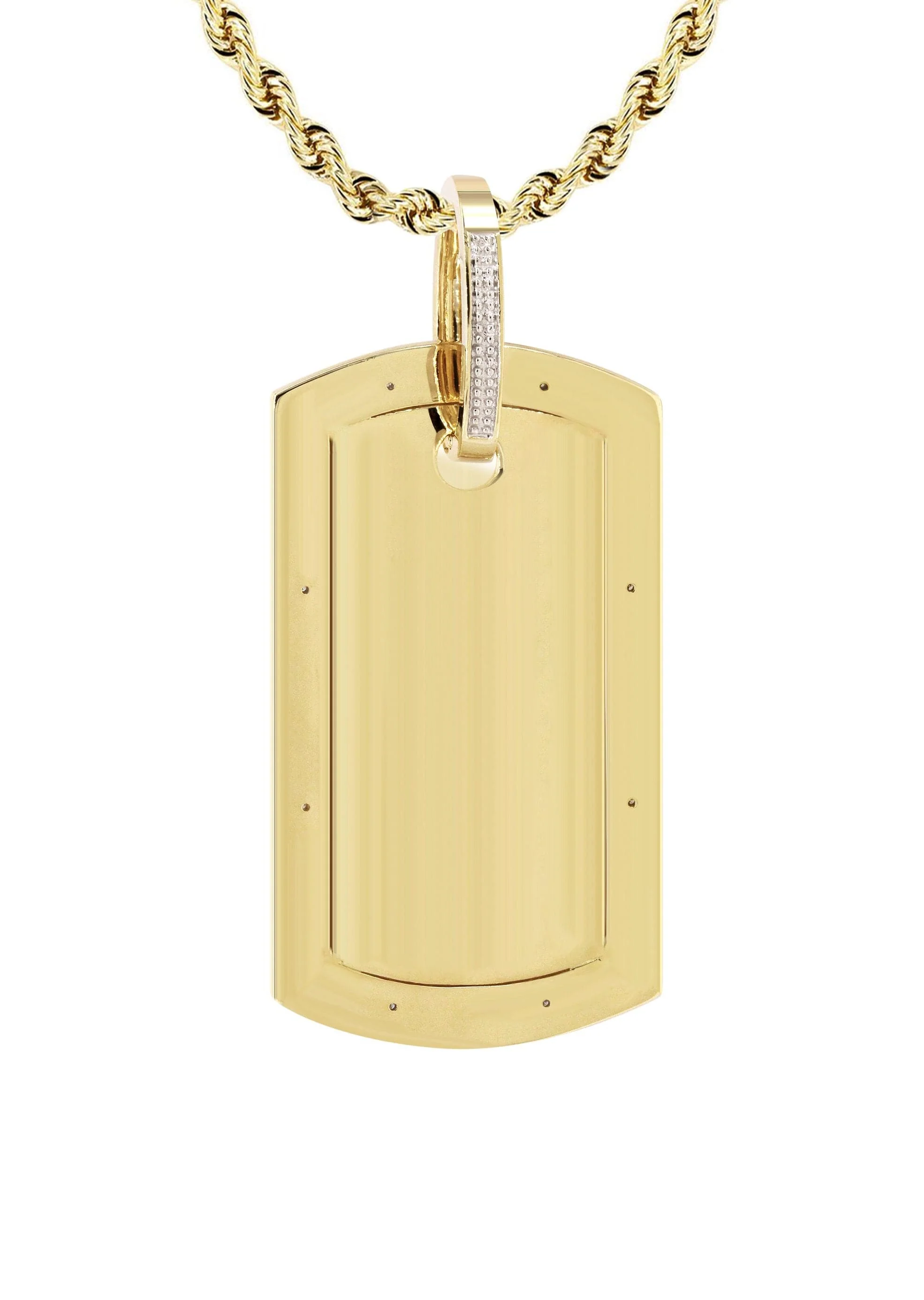 10K Yellow Gold Diamond Dog Tag Picture Pendant Necklace | Appx. 20 Grams - Image 3