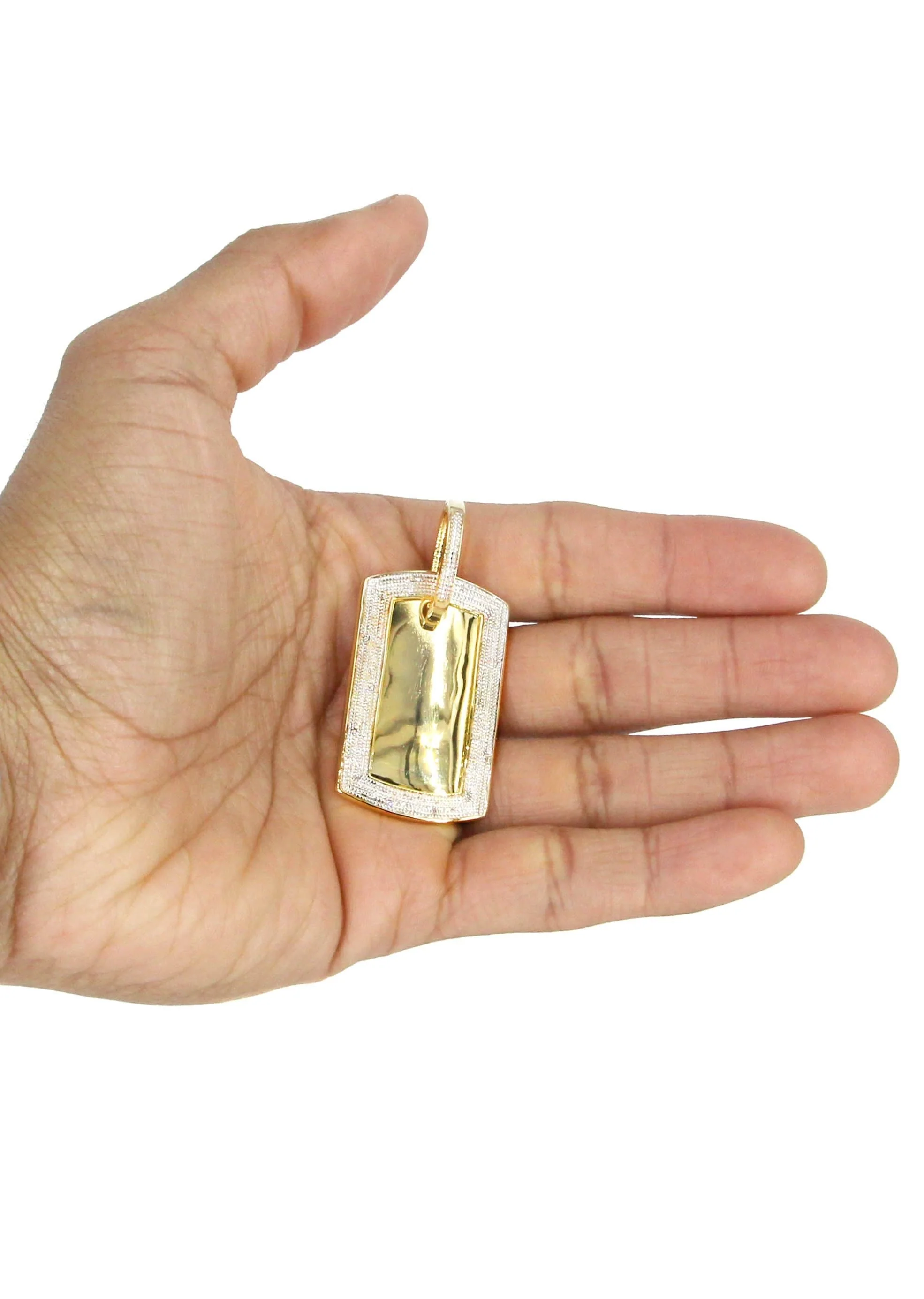 10K Yellow Gold Diamond Dog Tag Picture Pendant Necklace | Appx. 20 Grams - Image 5