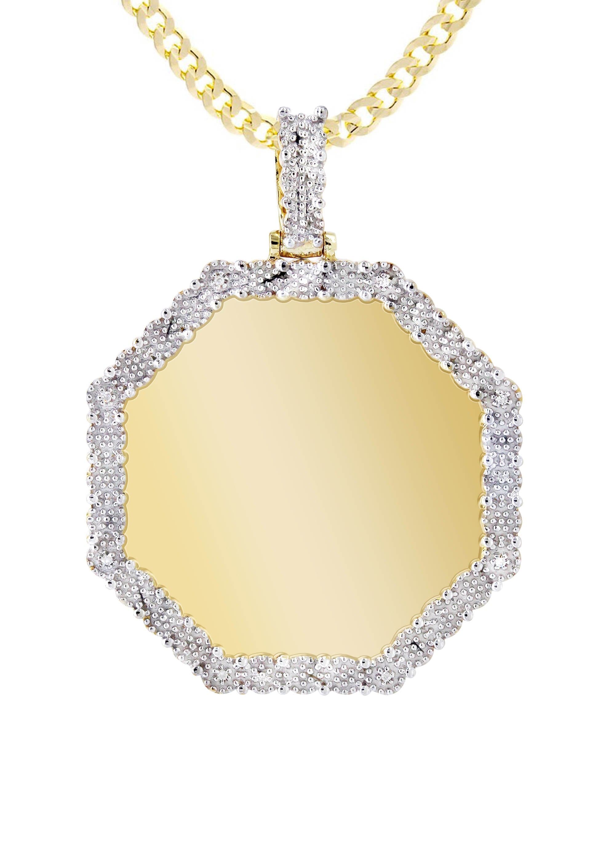 10K Yellow Gold Diamond Octagon Picture Pendant Necklace | Appx. 22 Grams - Image 2