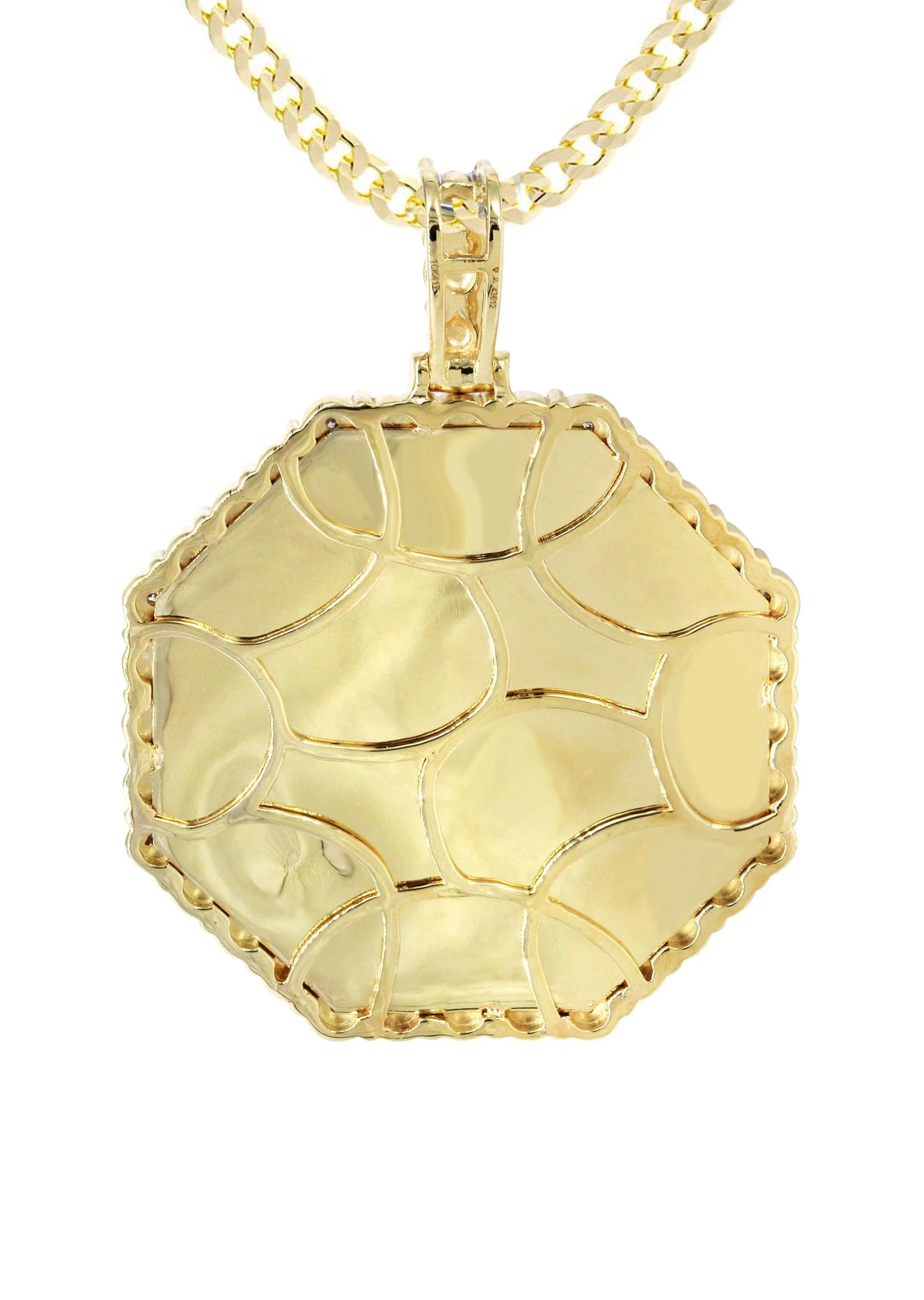 10K Yellow Gold Diamond Octagon Picture Pendant Necklace | Appx. 22 Grams - Image 3