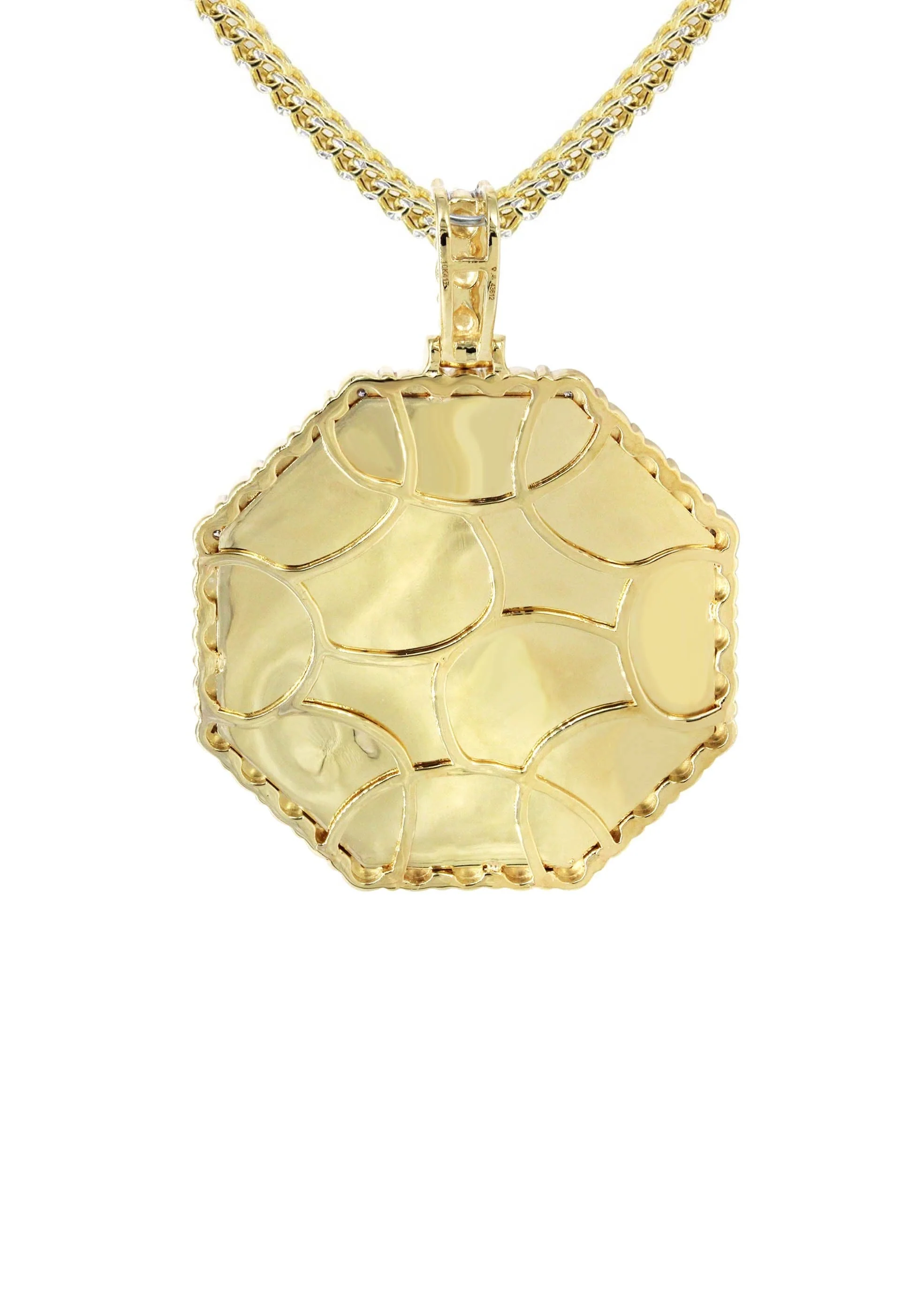 10K Yellow Gold Diamond Octagon Picture Pendant Necklace | Appx. 17 Grams - Image 3