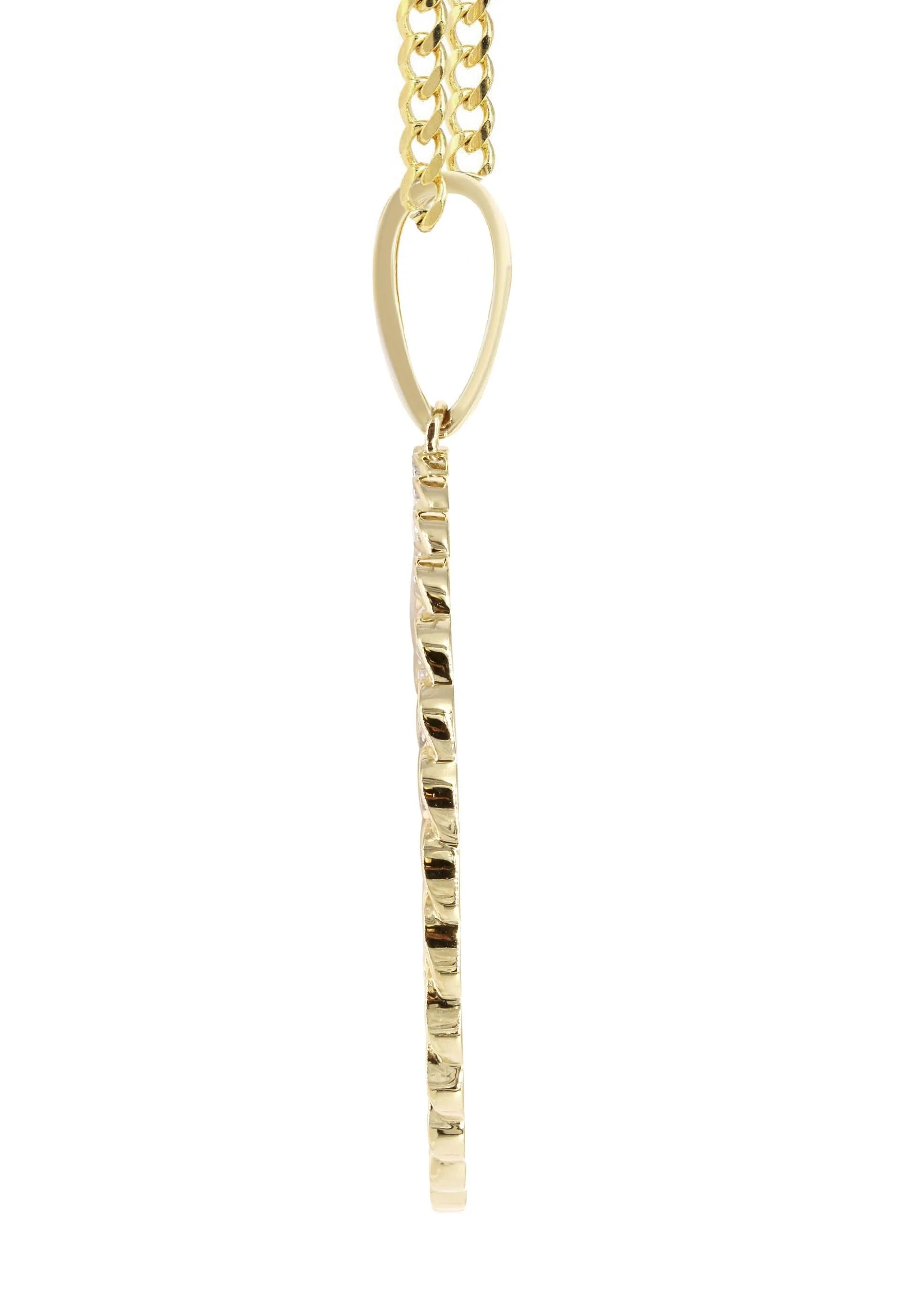 10K Yellow Gold Large Diamond Round Cuban Picture Pendant Necklace | Appx. 24 Grams - Image 4